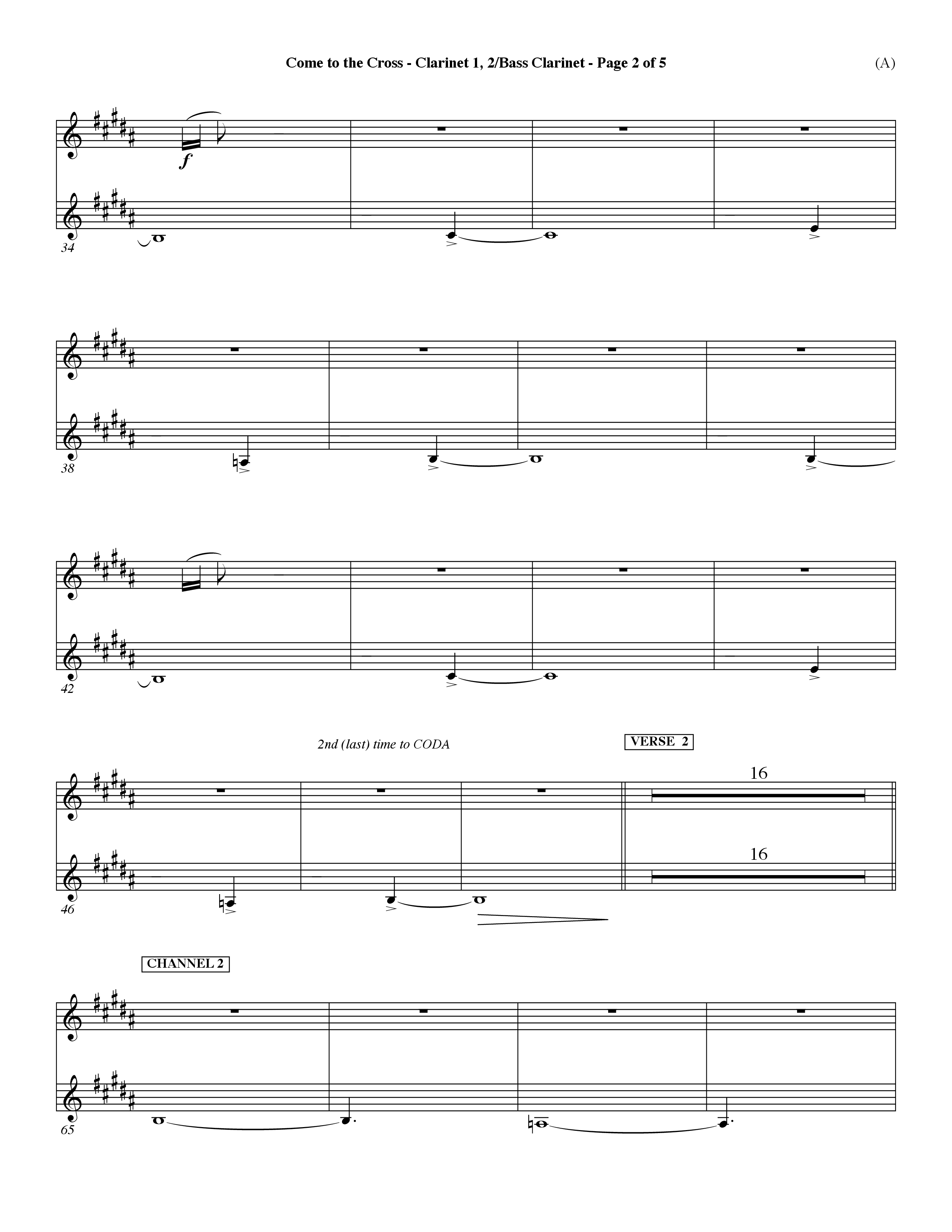 Come To The Cross (Choral Anthem SATB) Clarinet 1/2, Bass Clarinet (Word Music Choral / Orch. Dave Williamson)