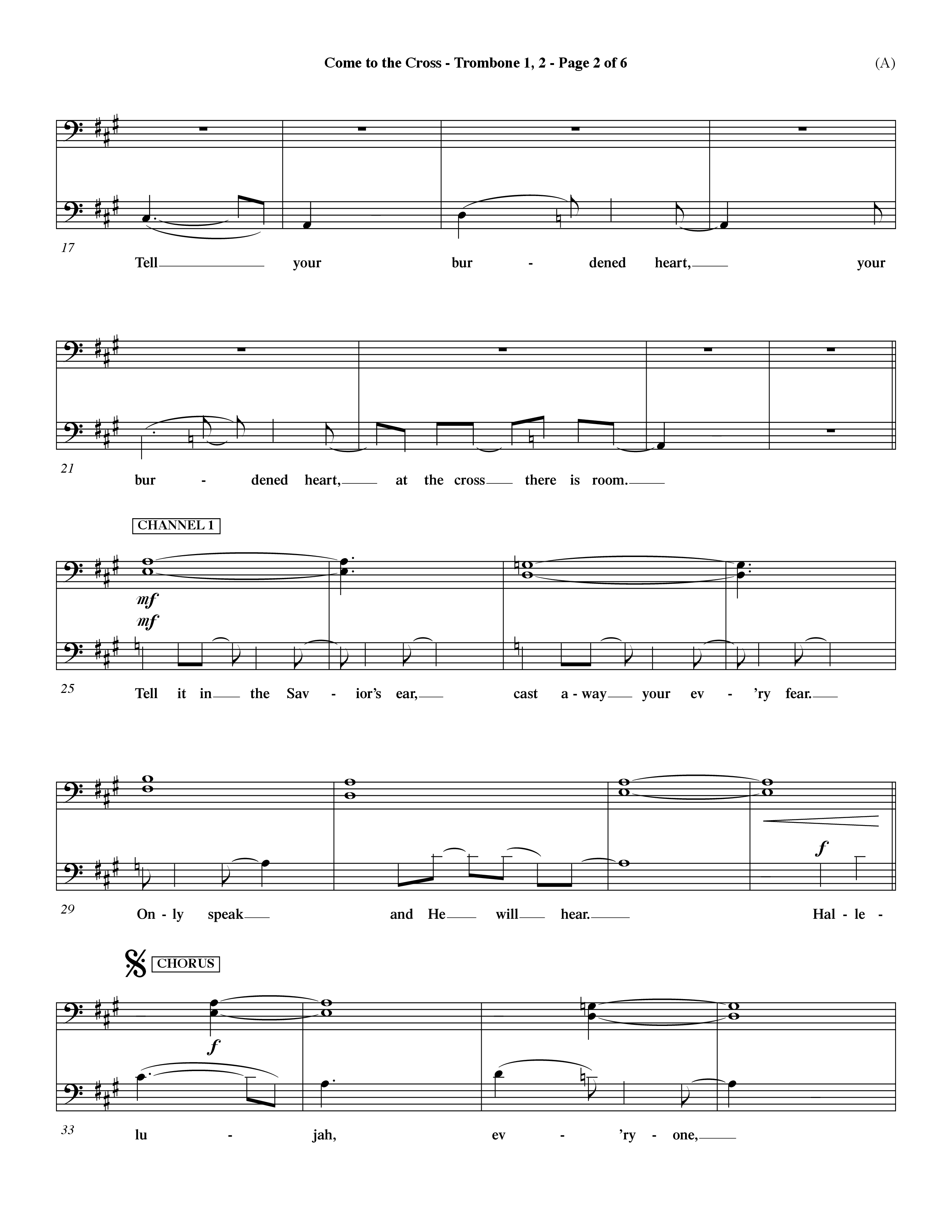 Come To The Cross (Choral Anthem SATB) Trombone 1/2 (Word Music Choral / Orch. Dave Williamson)