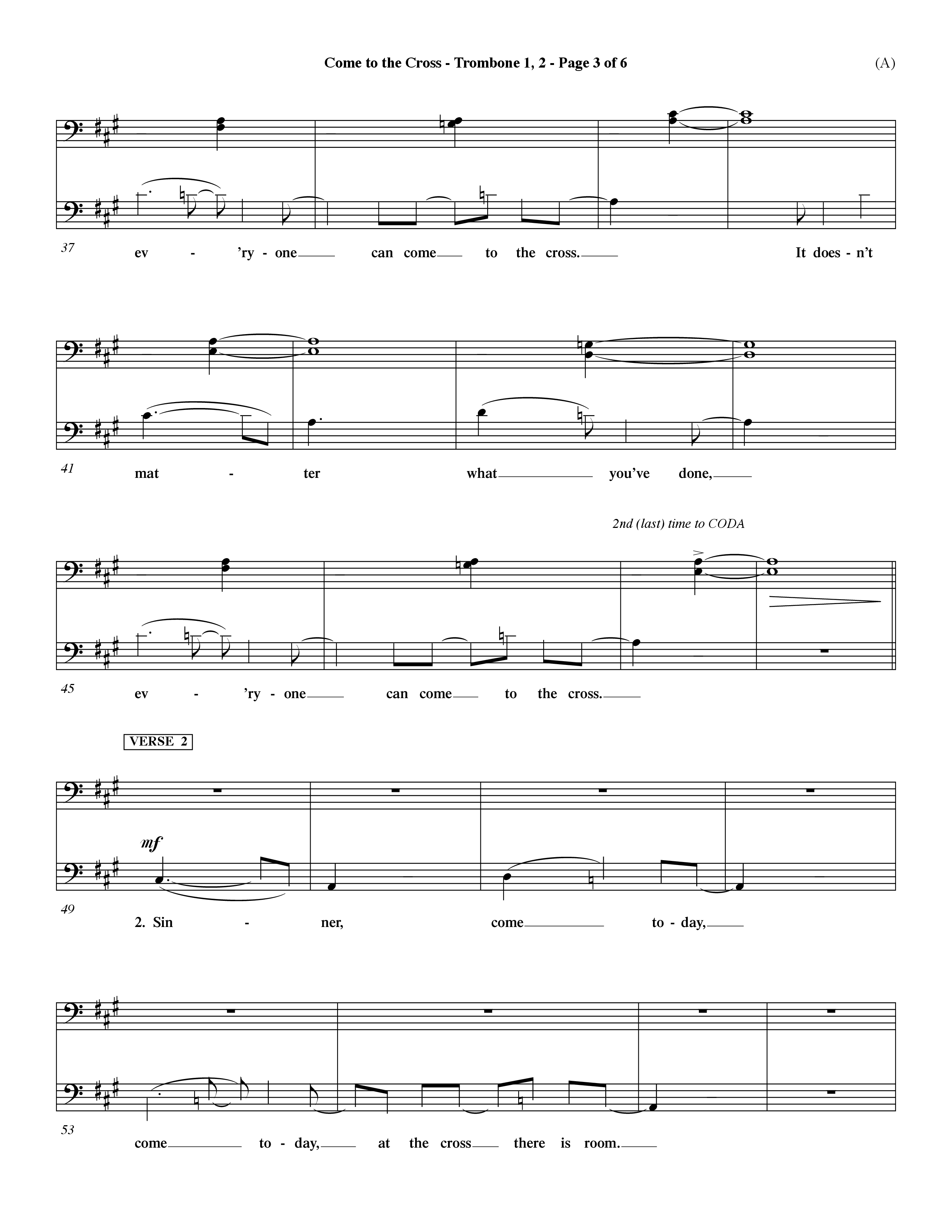 Come To The Cross (Choral Anthem SATB) Trombone 1/2 (Word Music Choral / Orch. Dave Williamson)