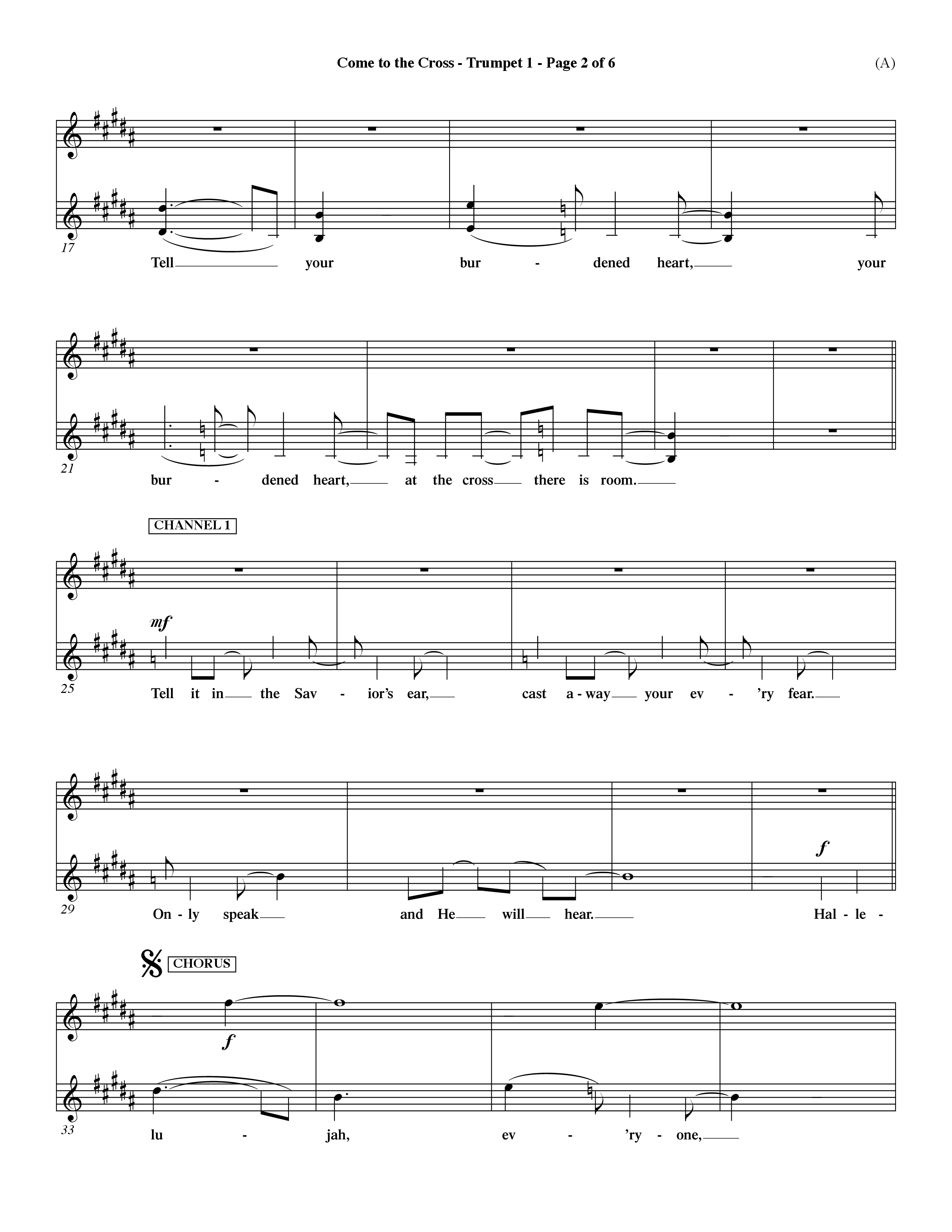 Come To The Cross (Choral Anthem SATB) Trumpet 1 (Word Music Choral / Orch. Dave Williamson)