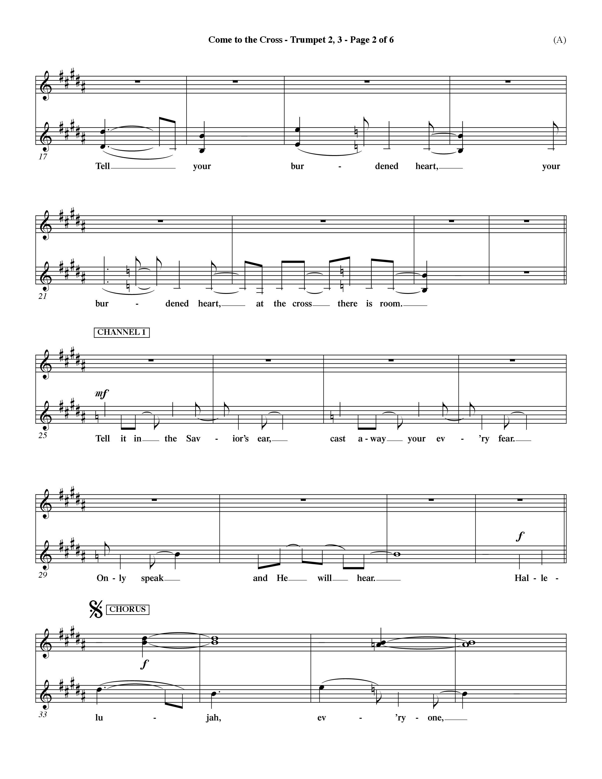 Come To The Cross (Choral Anthem SATB) Trumpet 2/3 (Word Music Choral / Orch. Dave Williamson)