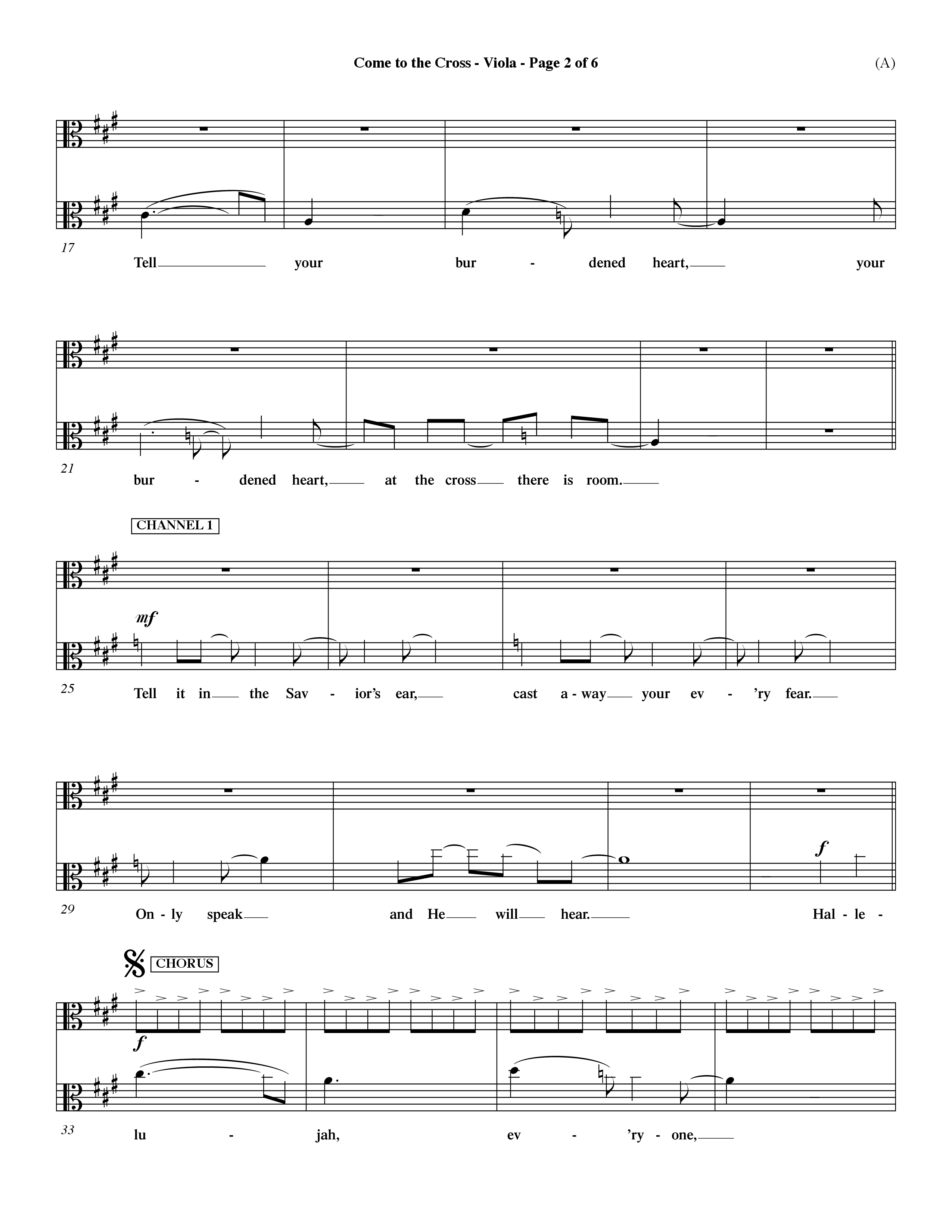 Come To The Cross (Choral Anthem SATB) Viola (Word Music Choral / Orch. Dave Williamson)