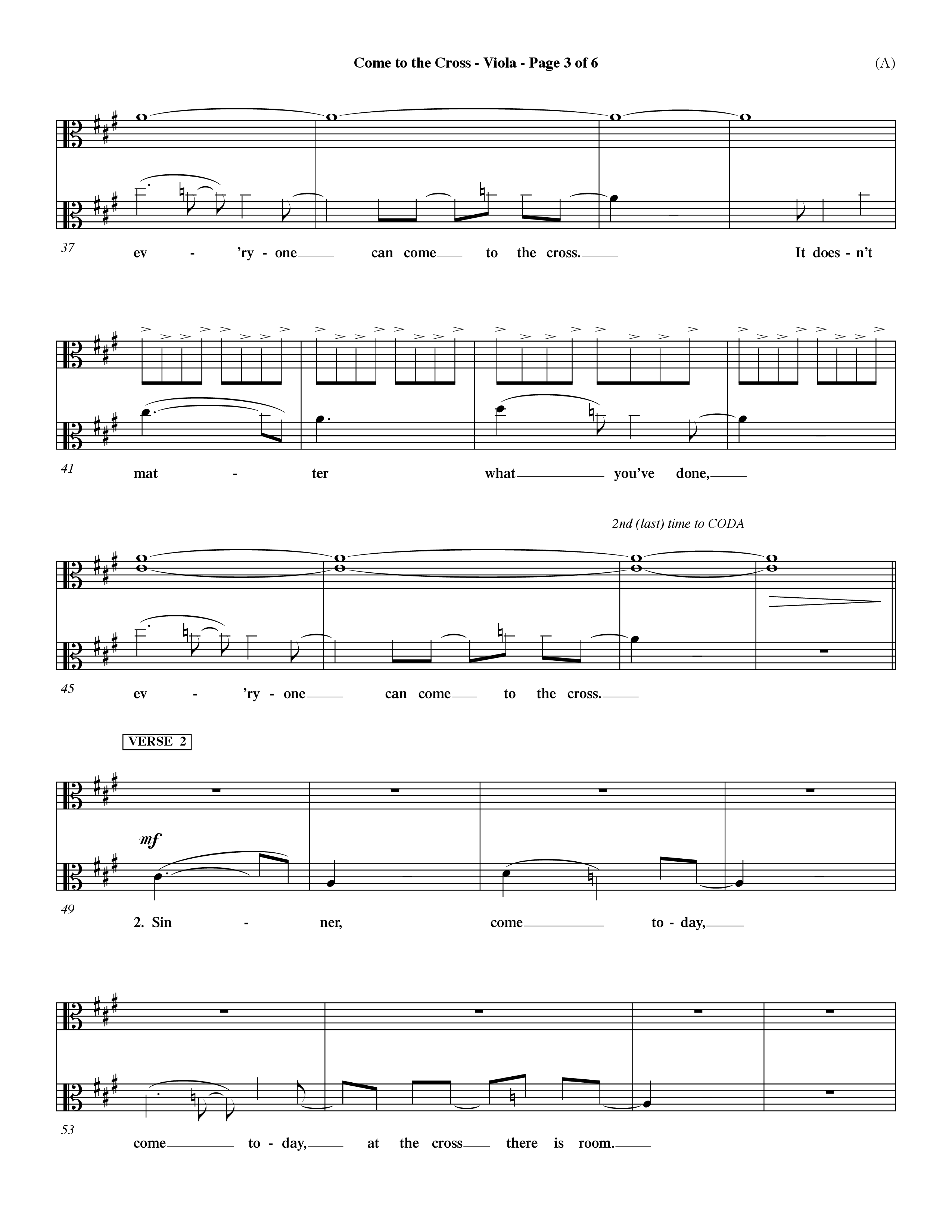 Come To The Cross (Choral Anthem SATB) Viola (Word Music Choral / Orch. Dave Williamson)