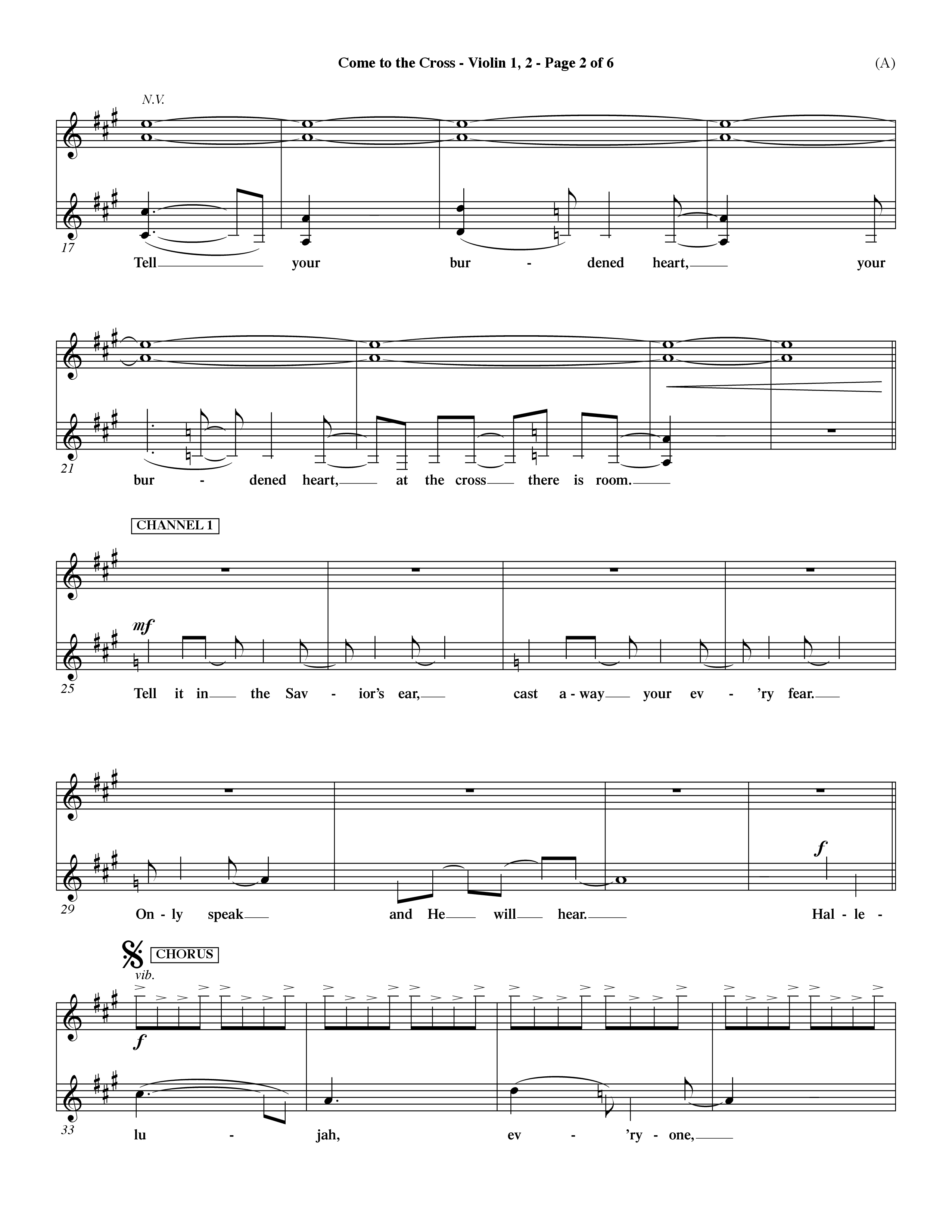 Come To The Cross (Choral Anthem SATB) Violin 1/2 (Word Music Choral / Orch. Dave Williamson)