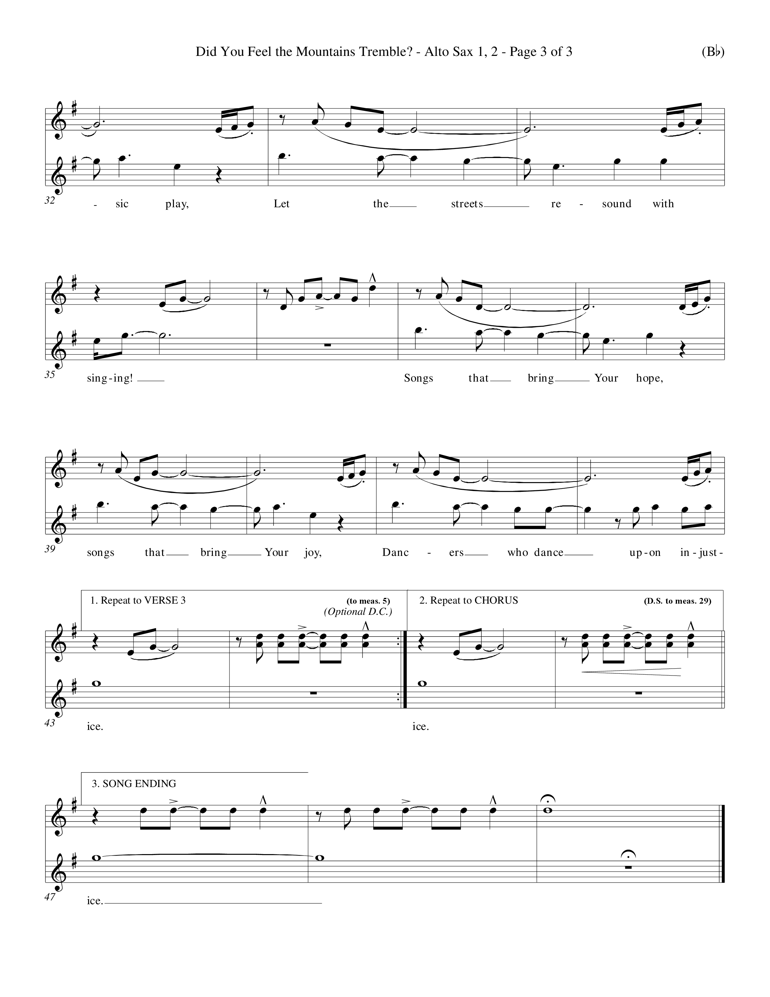 Did You Feel the Mountains Tremble (Choral Anthem SATB) Alto Sax 1/2 (Word Music Choral / Orch. Billy Payne)