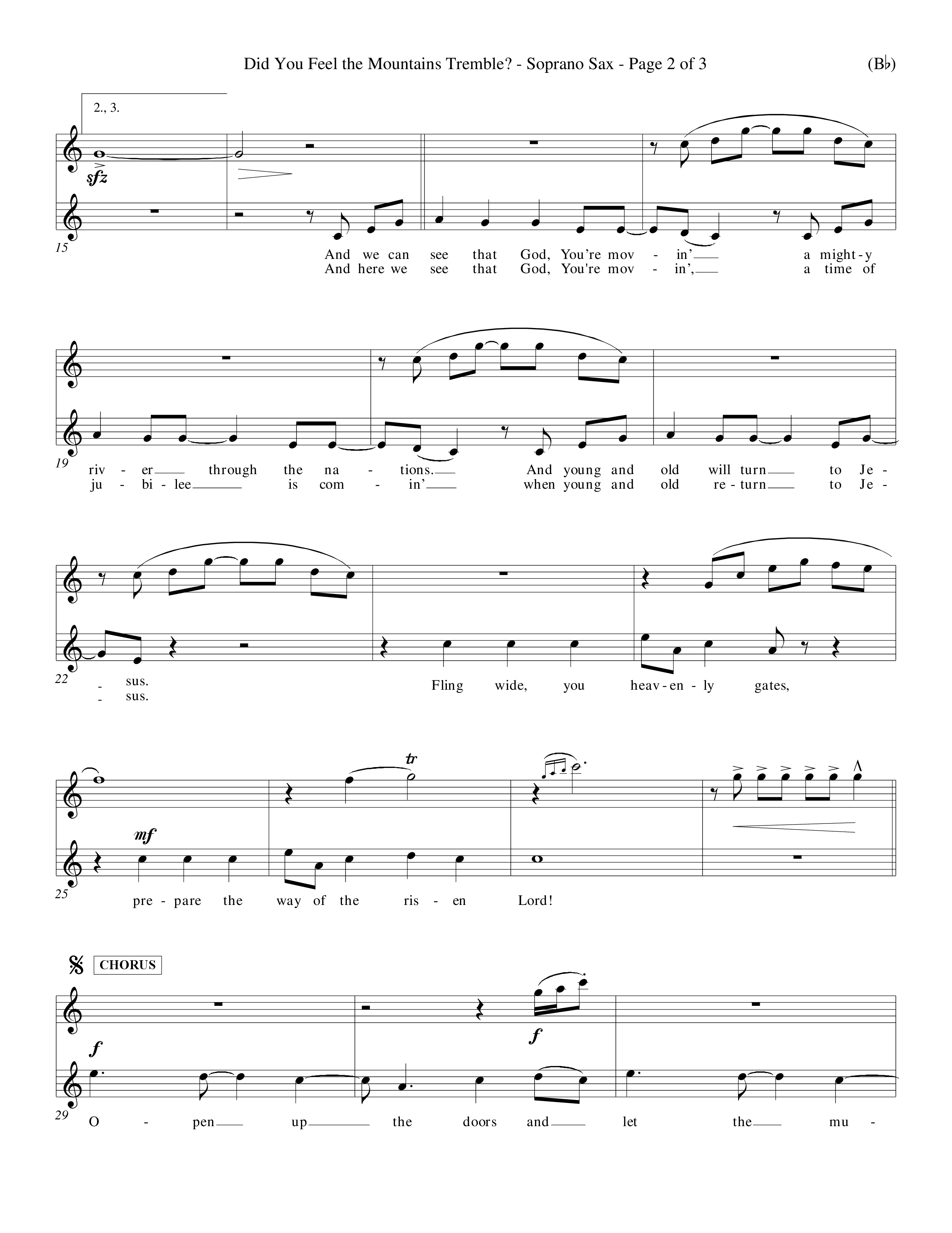 Did You Feel the Mountains Tremble (Choral Anthem SATB) Saxophone (Word Music Choral / Orch. Billy Payne)