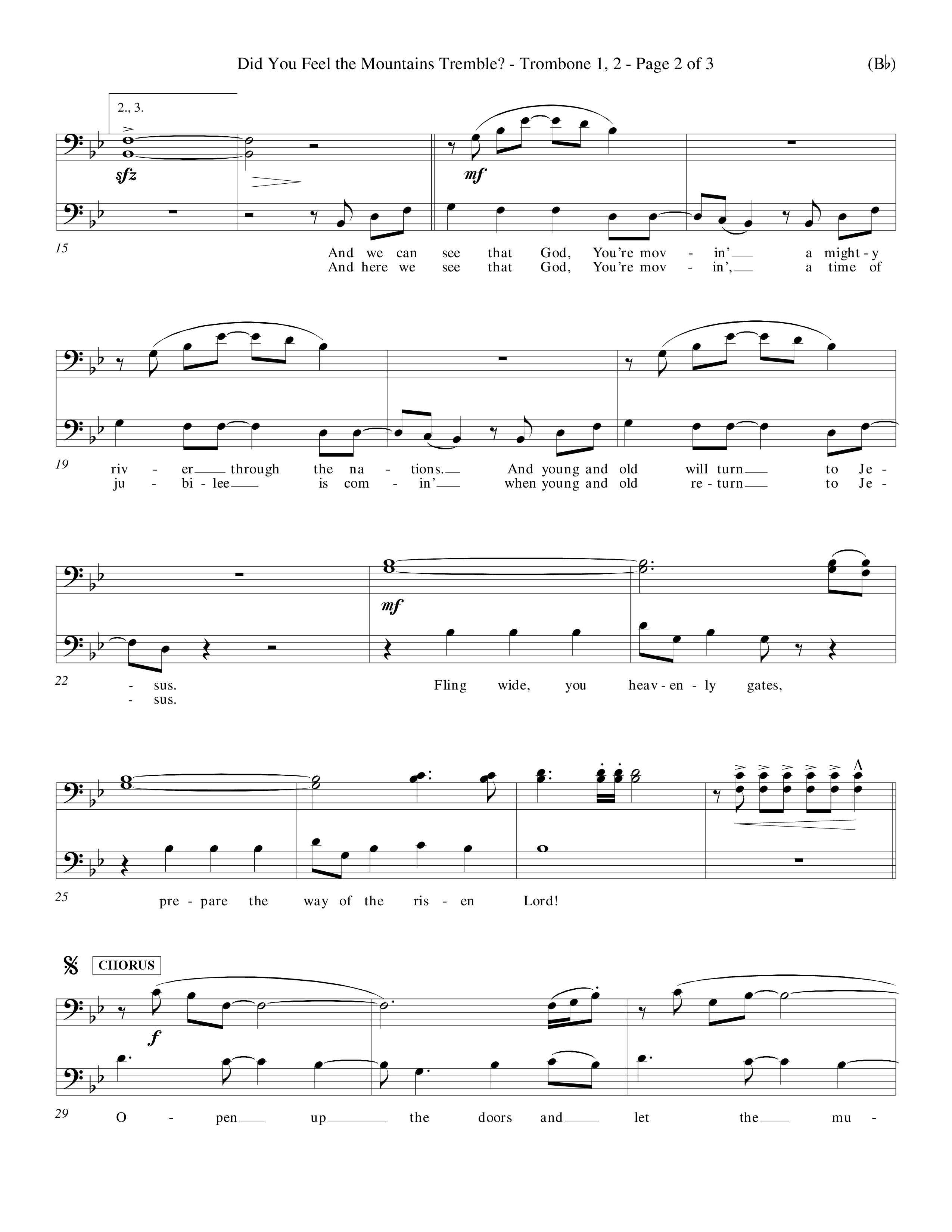 Did You Feel the Mountains Tremble (Choral Anthem SATB) Trombone 1/2 (Word Music Choral / Orch. Billy Payne)