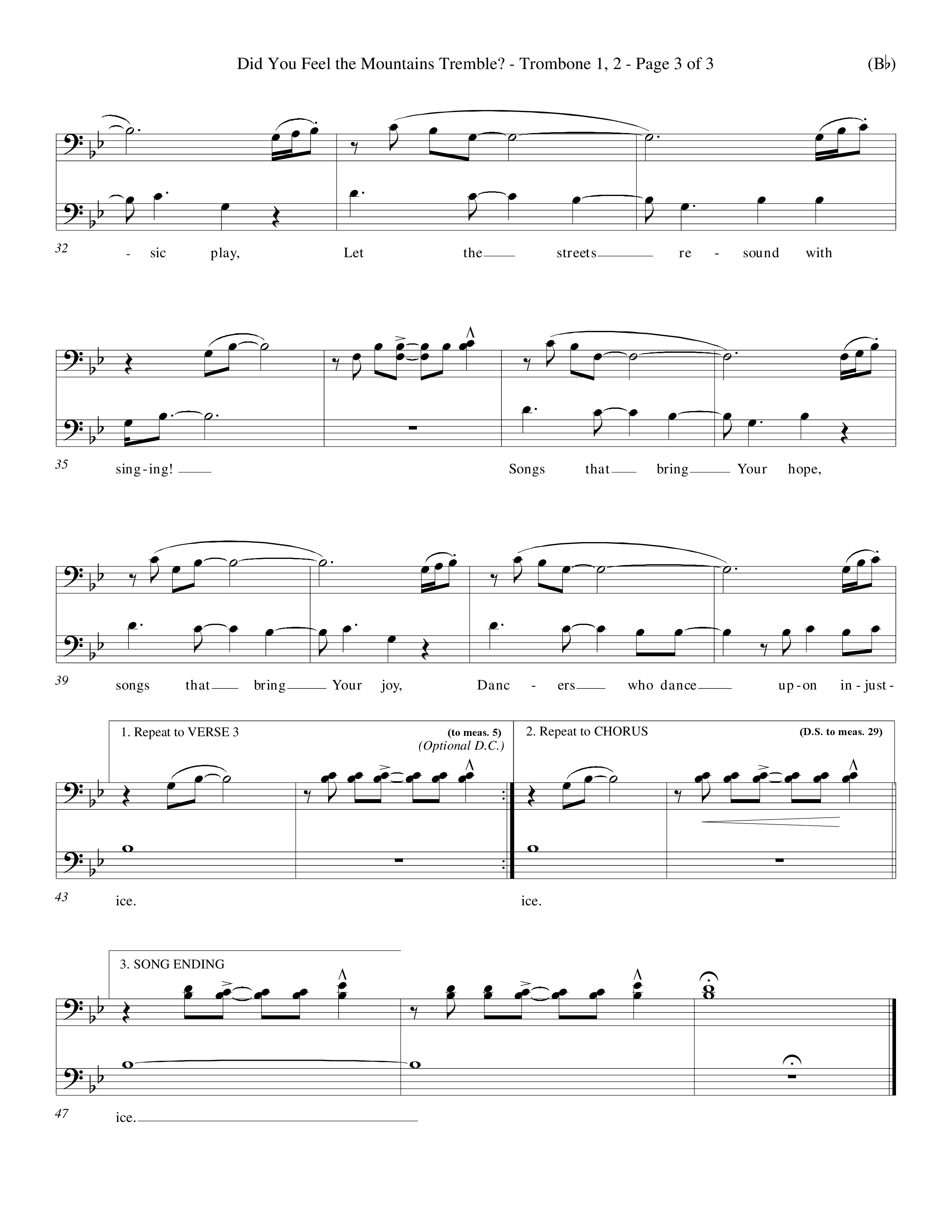 Did You Feel the Mountains Tremble (Choral Anthem SATB) Trombone 1/2 (Word Music Choral / Orch. Billy Payne)