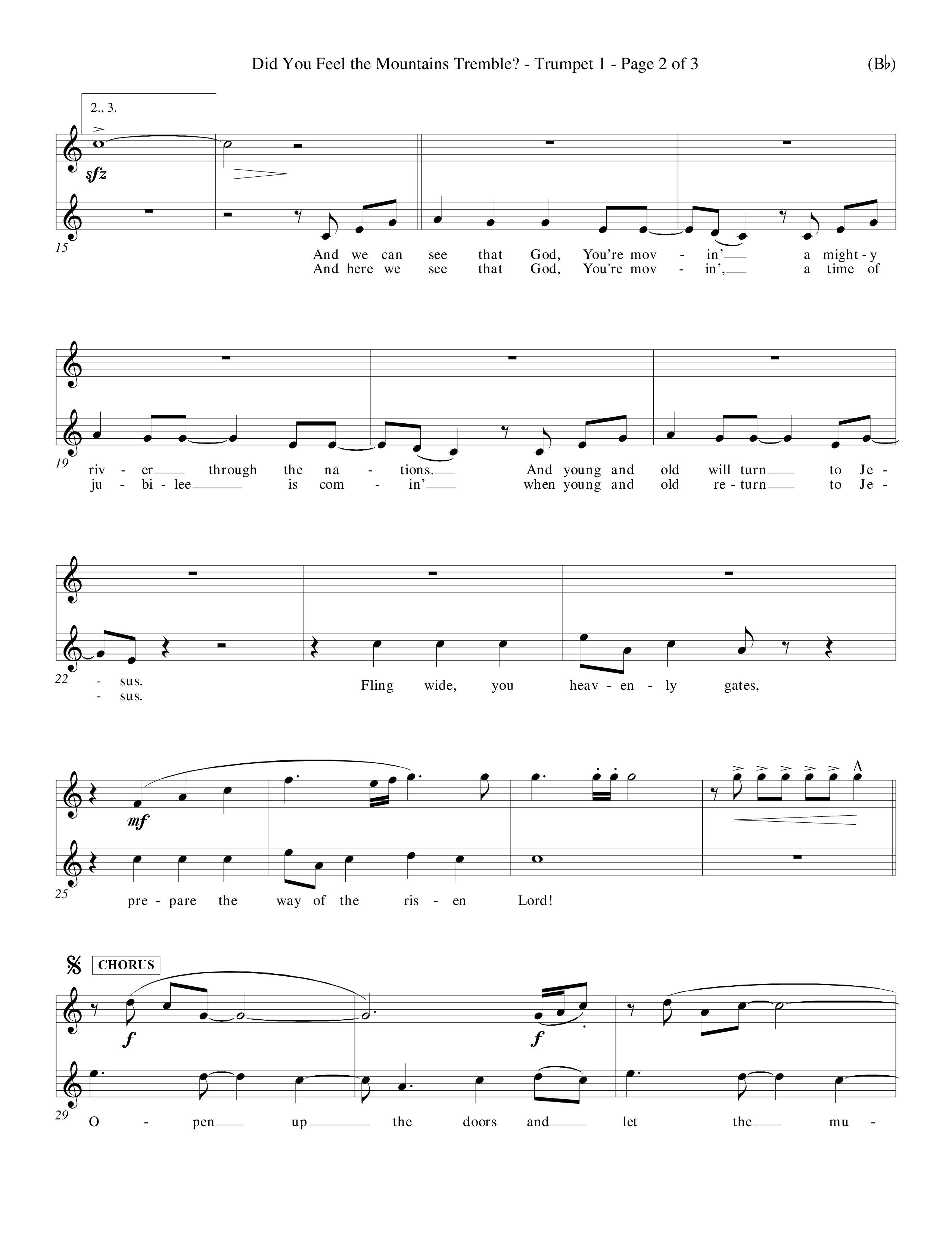Did You Feel the Mountains Tremble (Choral Anthem SATB) Trumpet 1 (Word Music Choral / Orch. Billy Payne)
