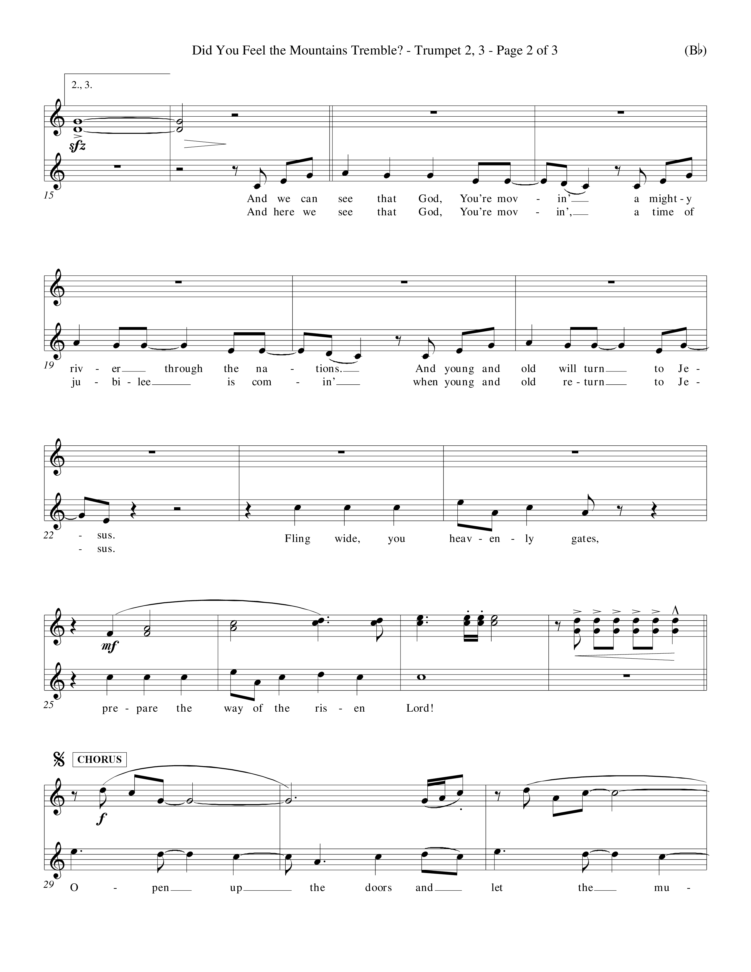 Did You Feel the Mountains Tremble (Choral Anthem SATB) Trumpet 2/3 (Word Music Choral / Orch. Billy Payne)