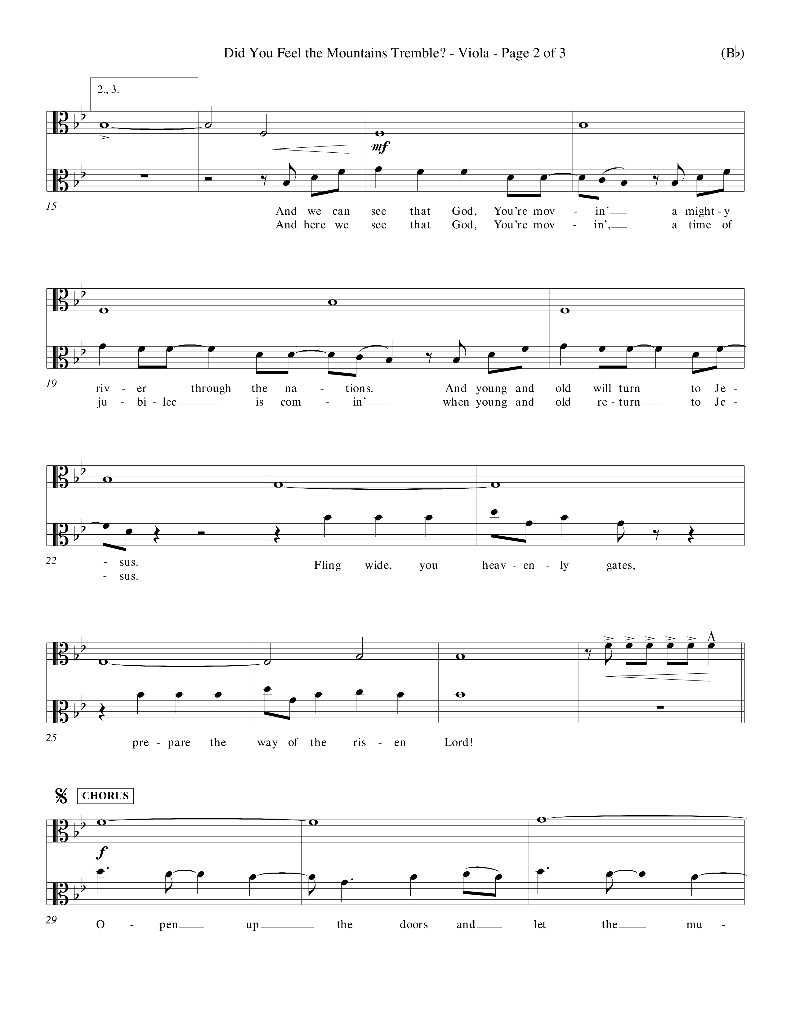 Did You Feel the Mountains Tremble (Choral Anthem SATB) Viola (Word Music Choral / Orch. Billy Payne)