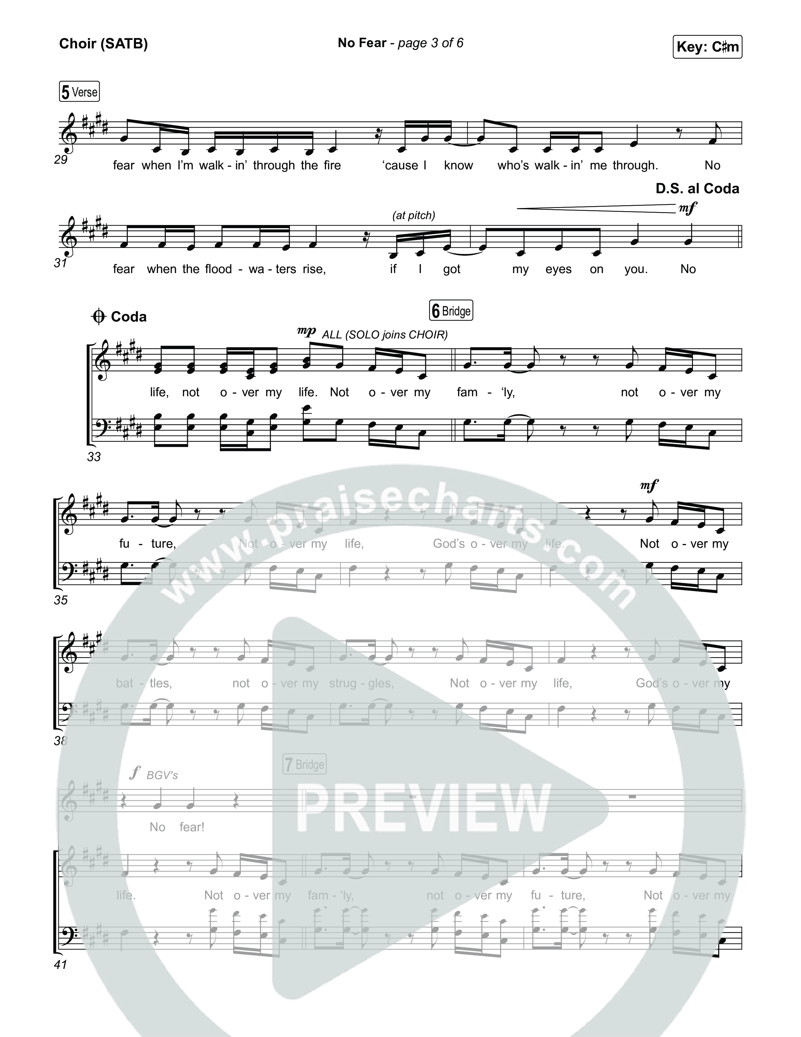No Fear Choir Sheet (SATB) (Jon Reddick)