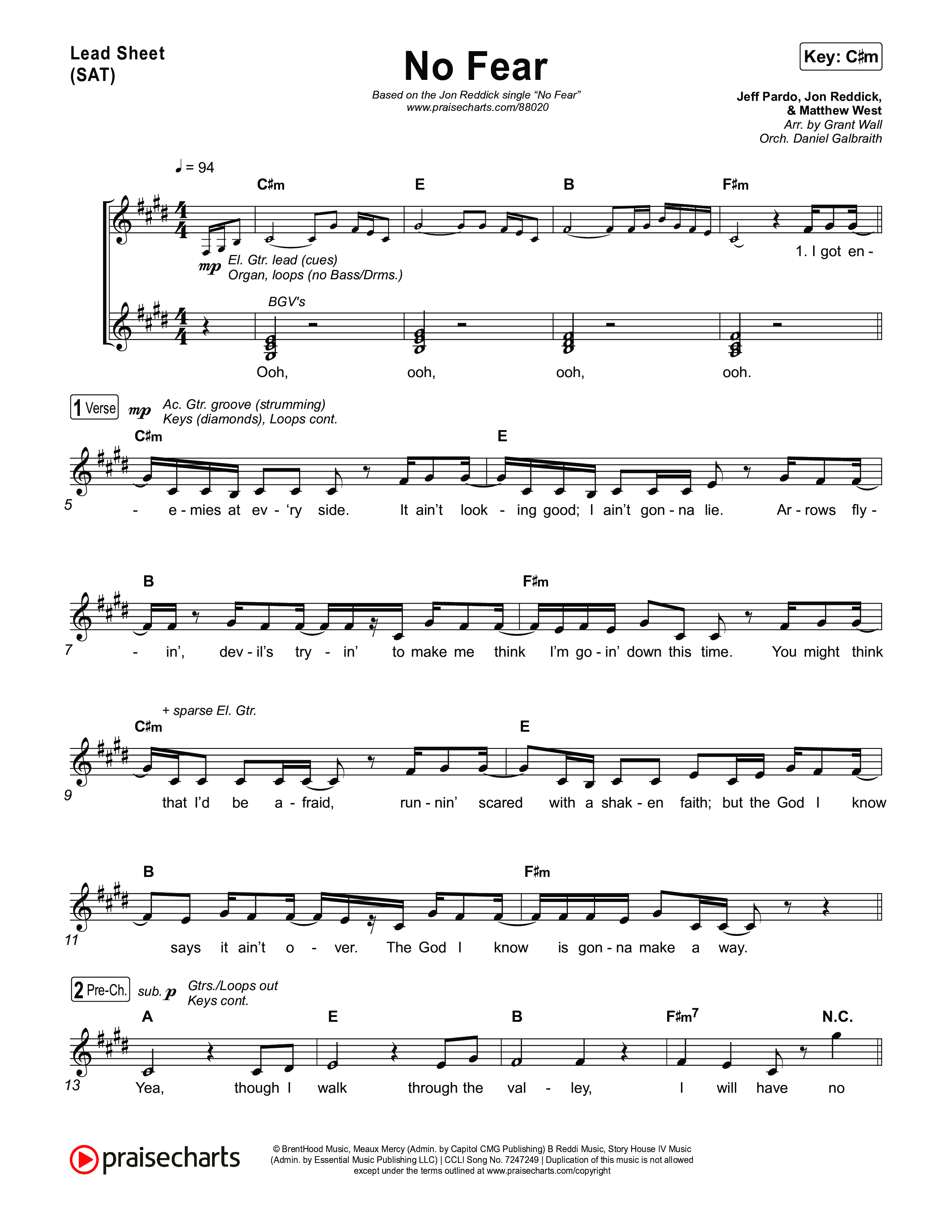 No Fear Lead Sheet (SAT) (Jon Reddick)