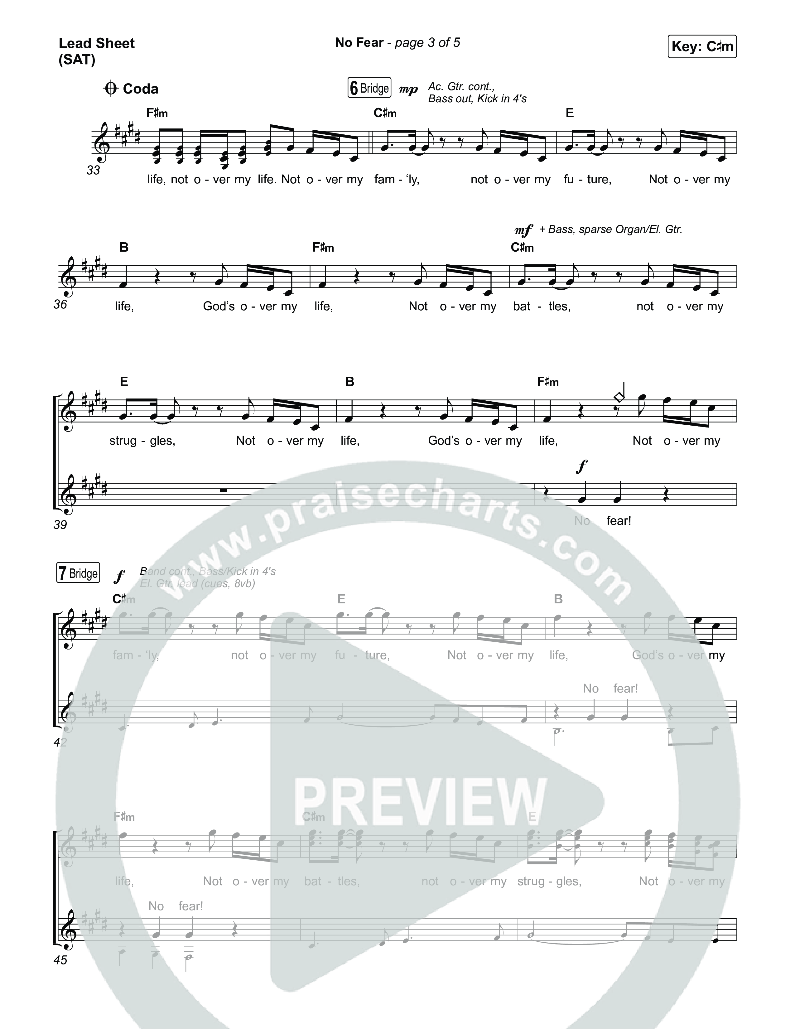 No Fear Lead Sheet (SAT) (Jon Reddick)