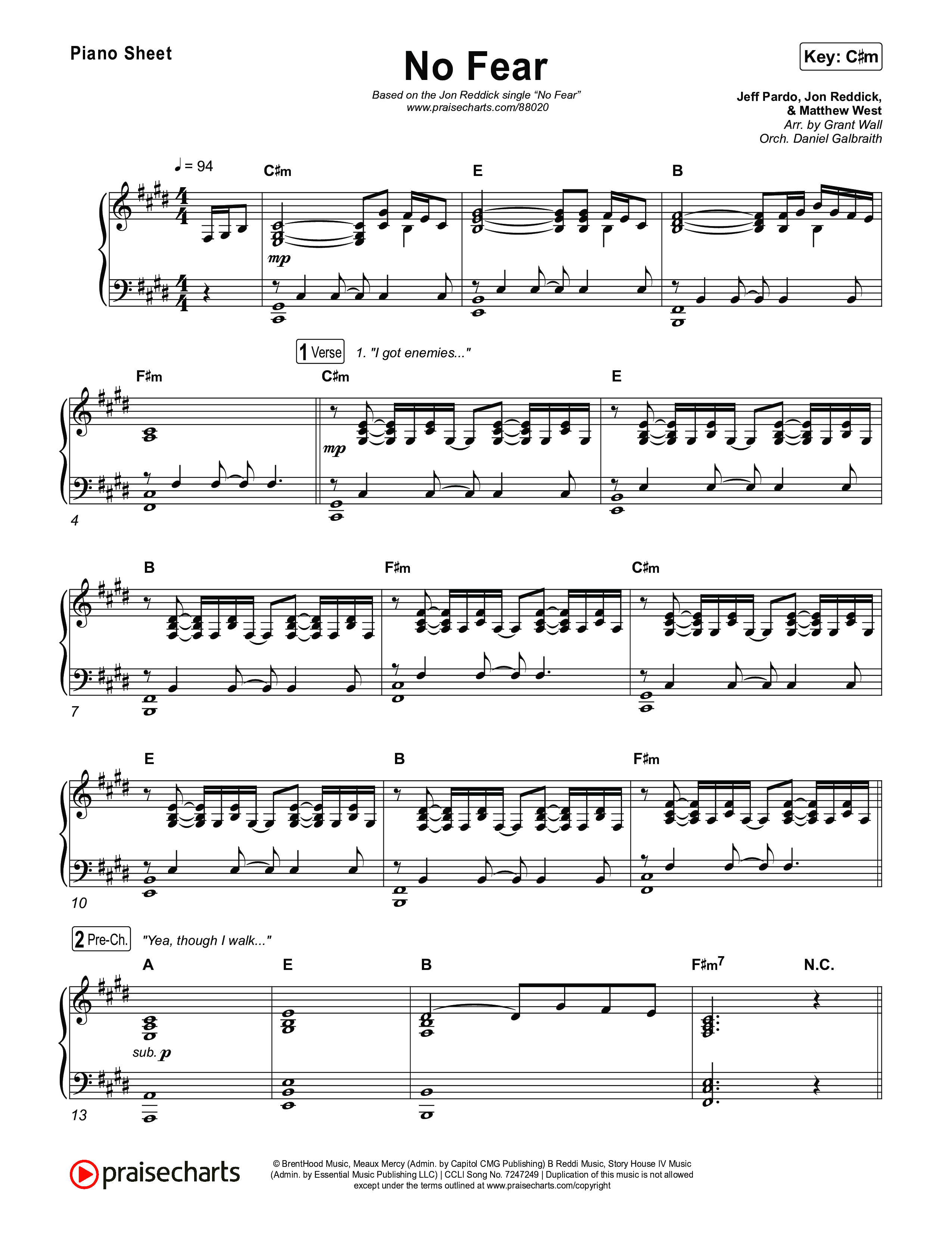 No Fear Piano Sheet (Jon Reddick)