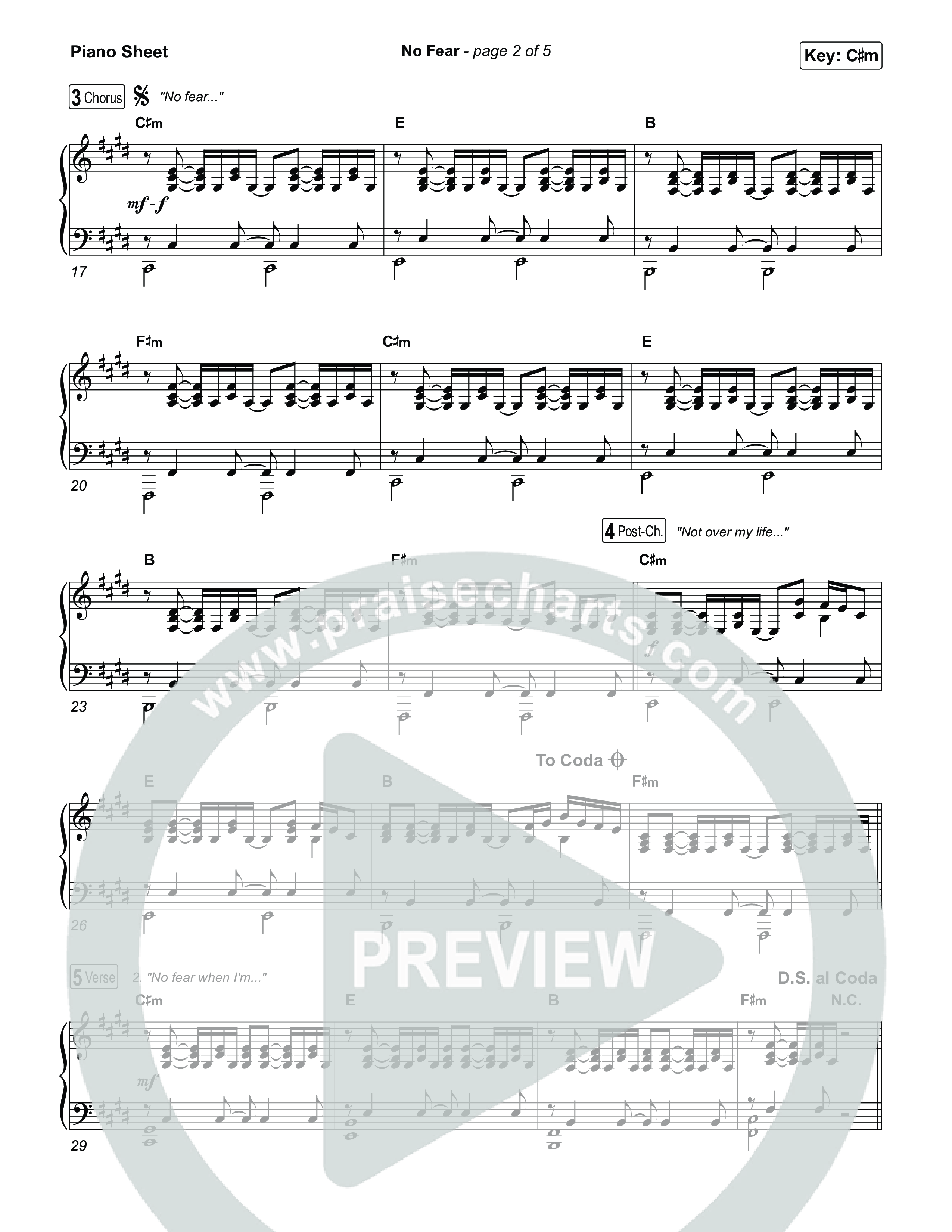 No Fear Piano Sheet (Jon Reddick)
