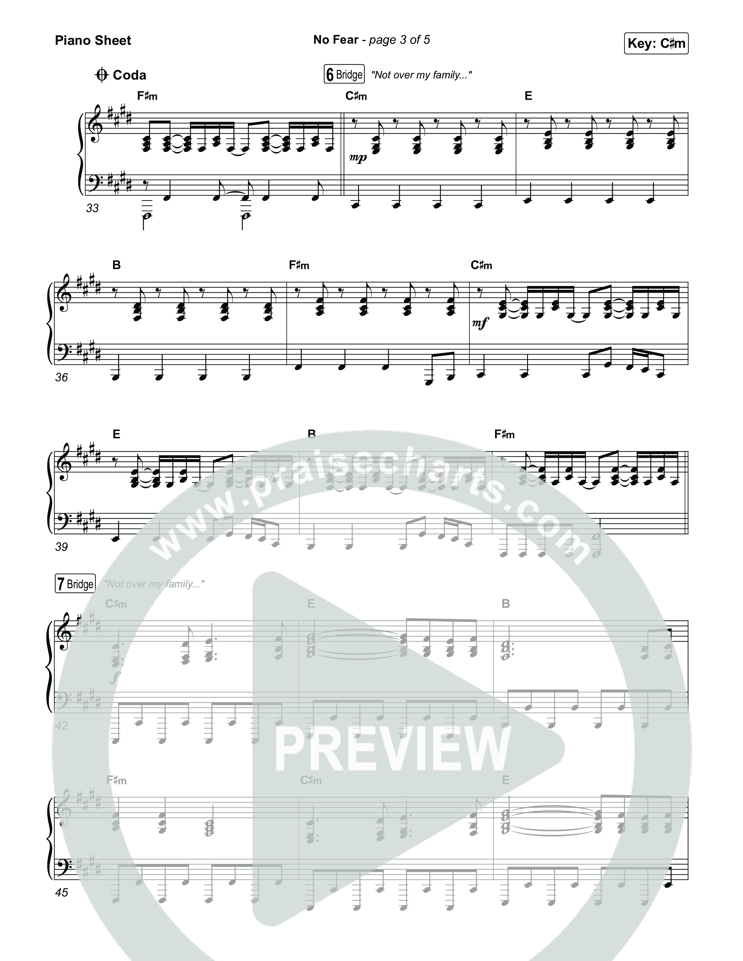 No Fear Piano Sheet (Jon Reddick)