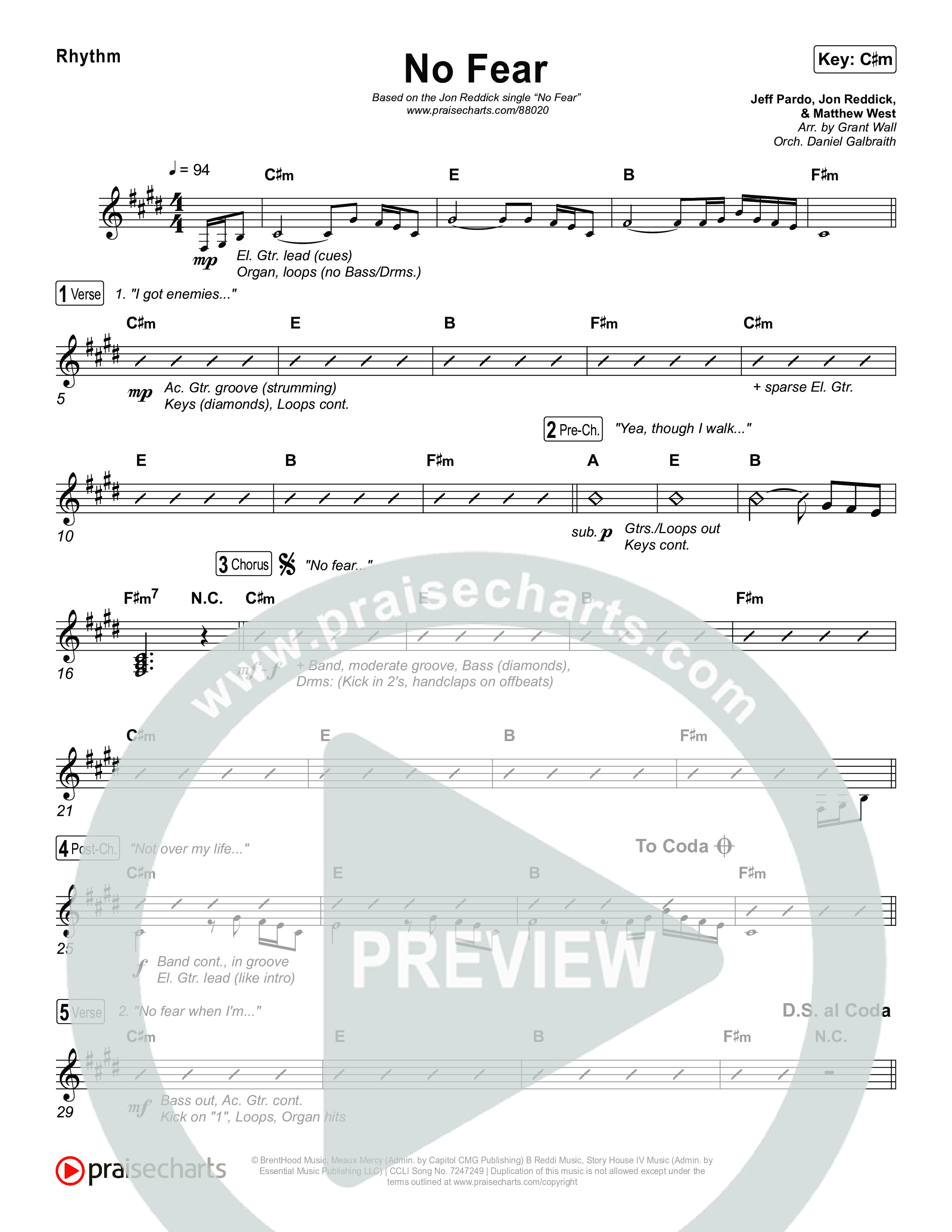 No Fear Rhythm Chart (Jon Reddick)