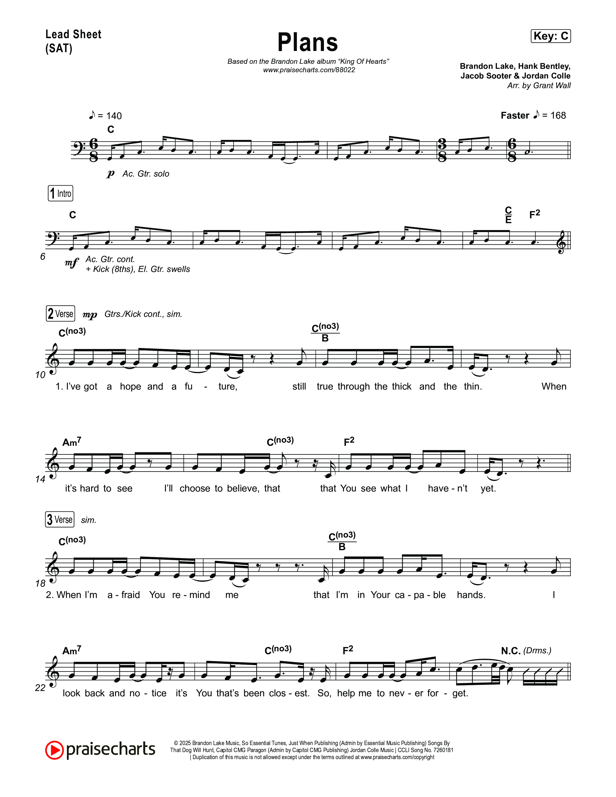 Plans Lead Sheet (SAT) (Brandon Lake)