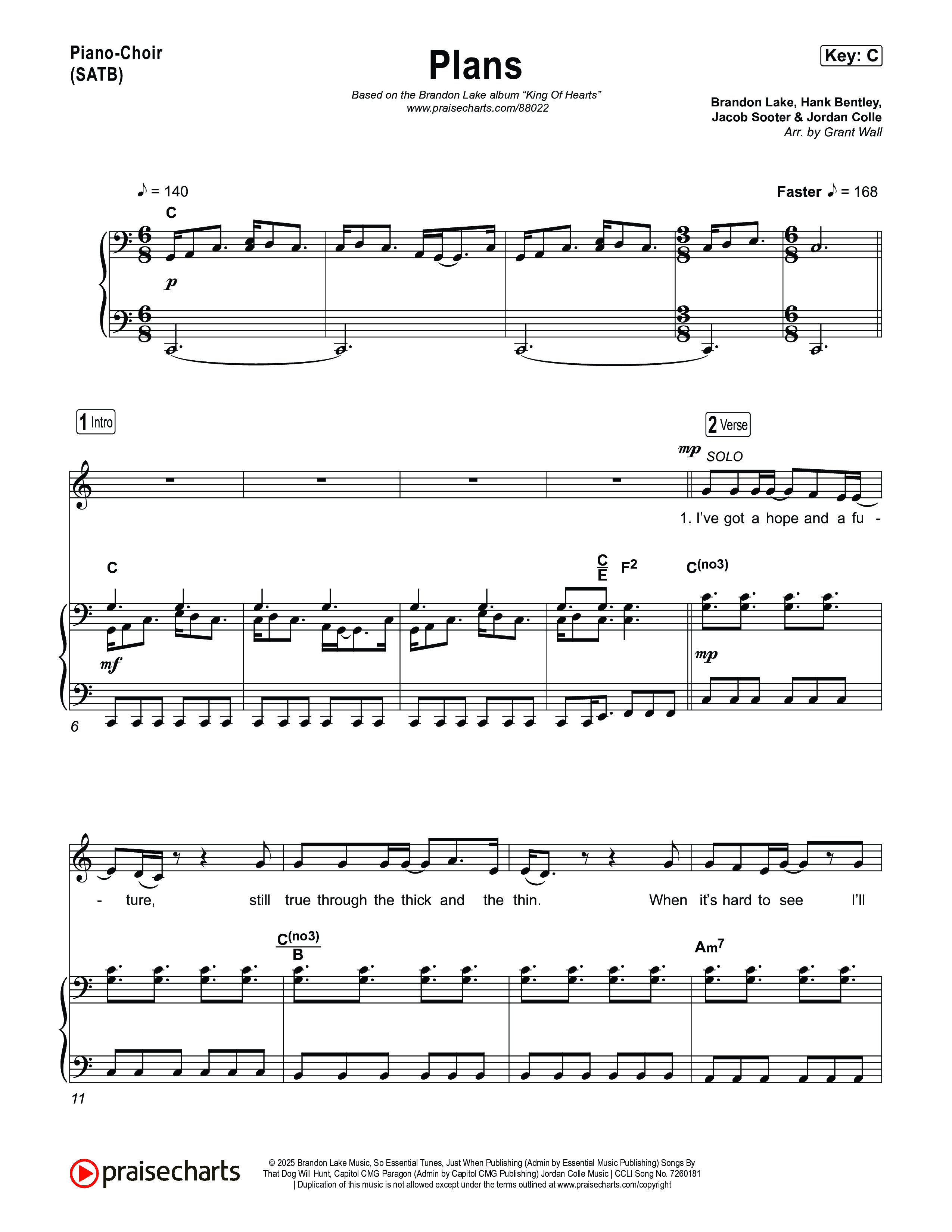 Plans Piano/Vocal Pack (Brandon Lake)