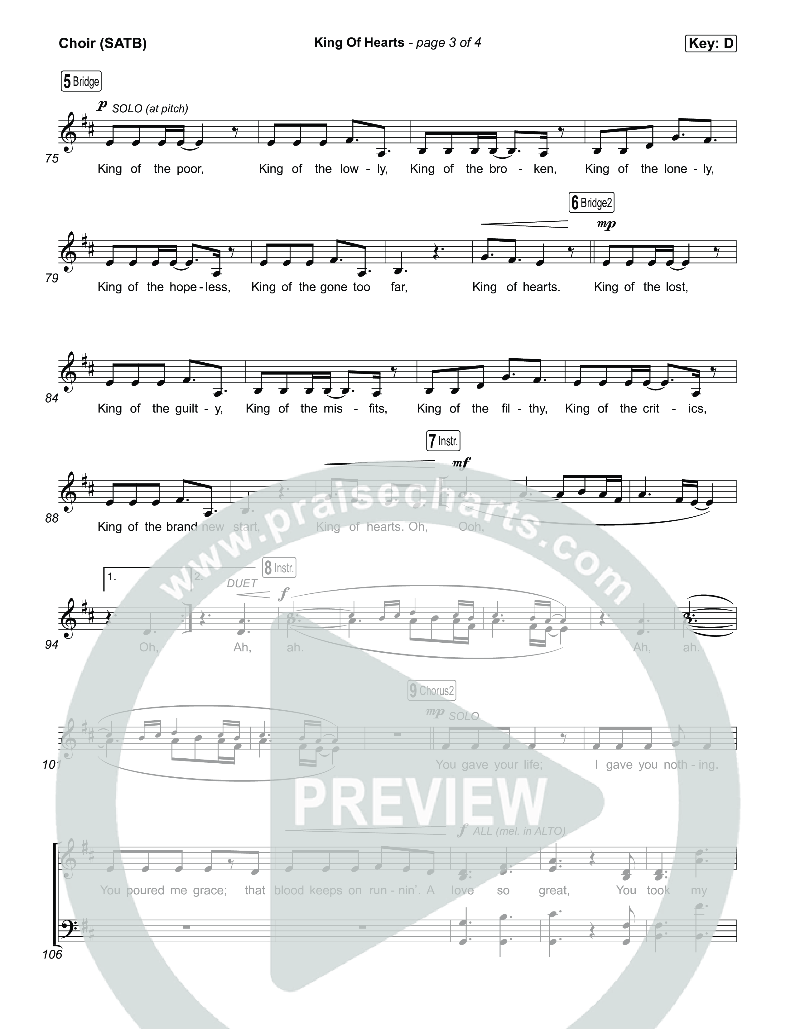 King Of Hearts Choir Sheet (SATB) (Brandon Lake)