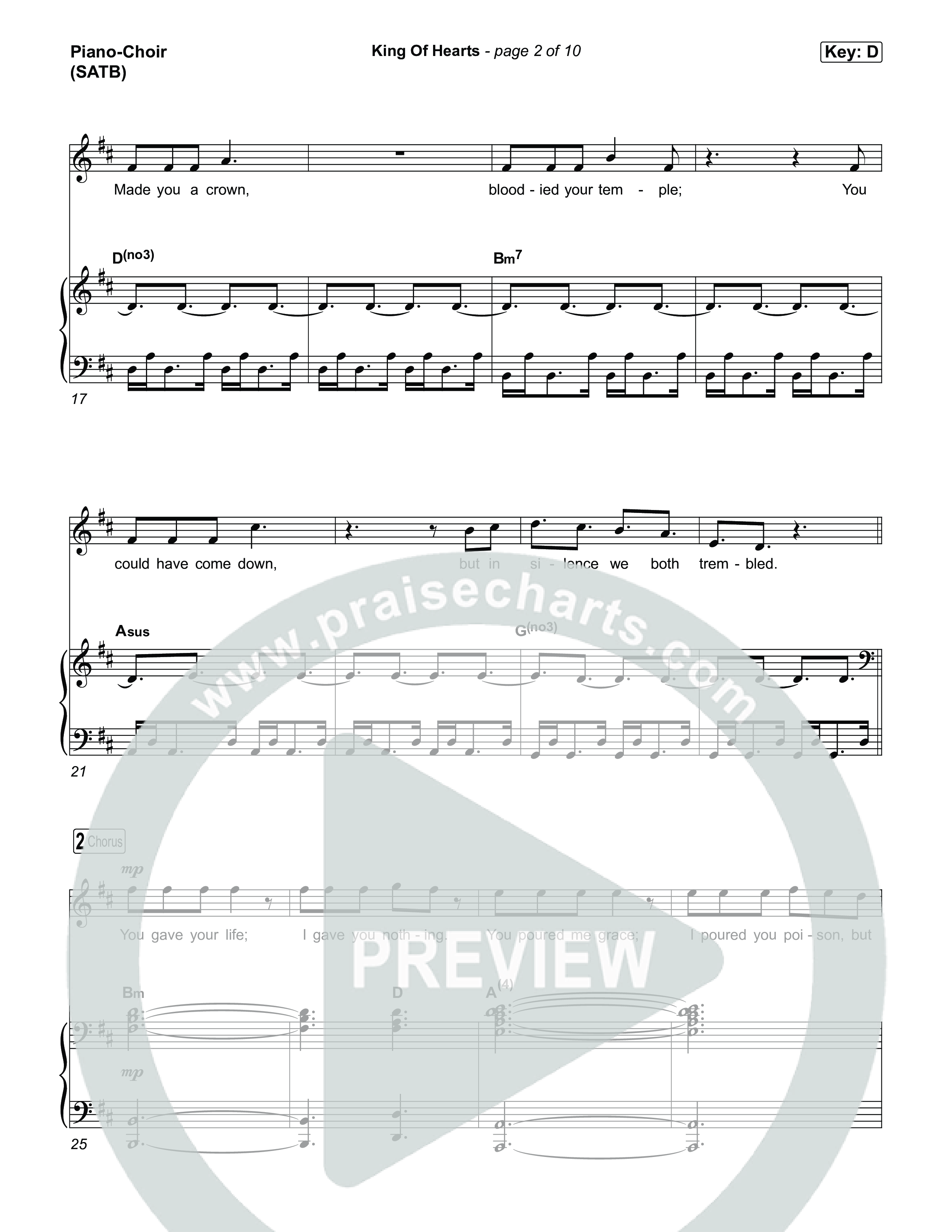 King Of Hearts Piano/Vocal (SATB) (Brandon Lake)