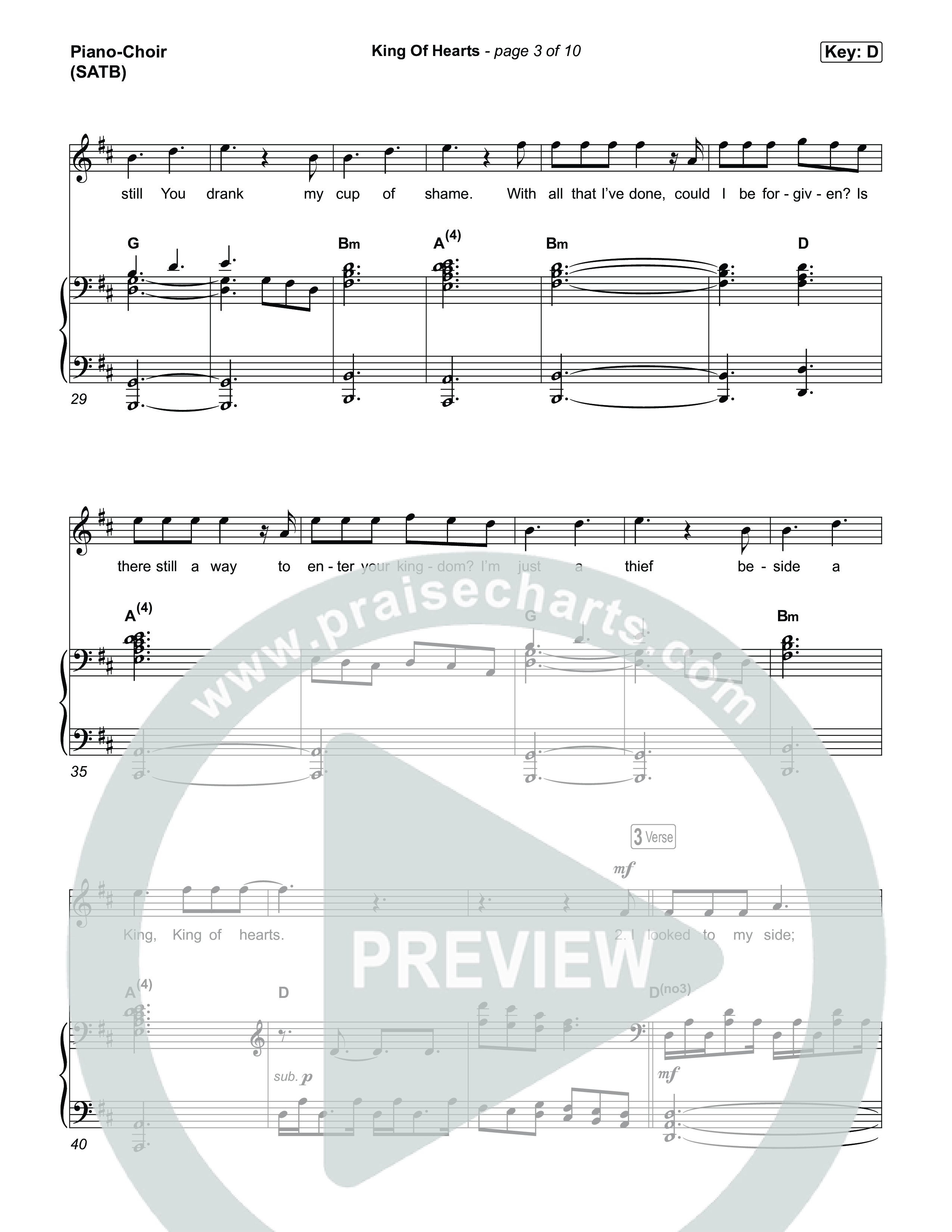 King Of Hearts Piano/Vocal (SATB) (Brandon Lake)