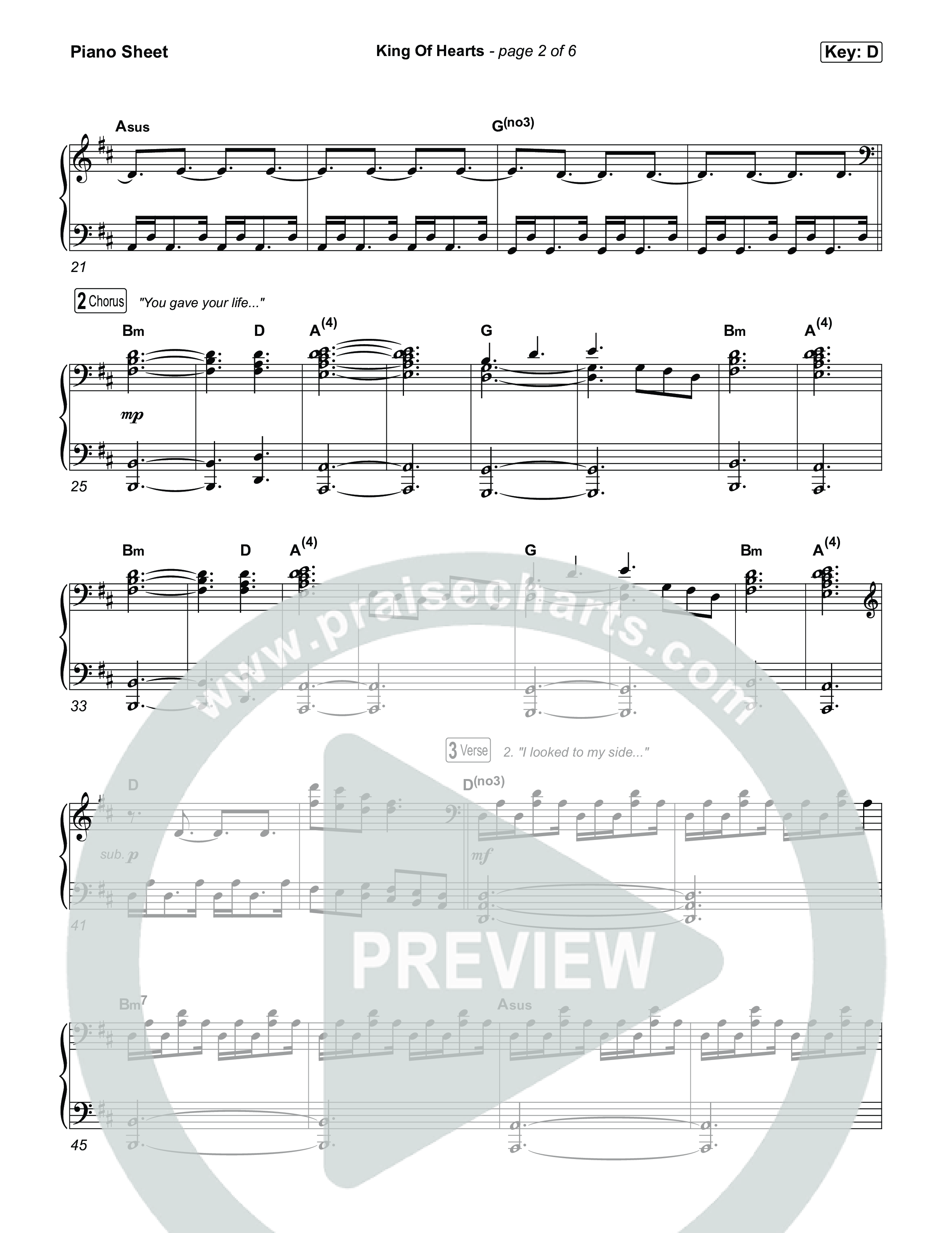 King Of Hearts Piano Sheet (Brandon Lake)