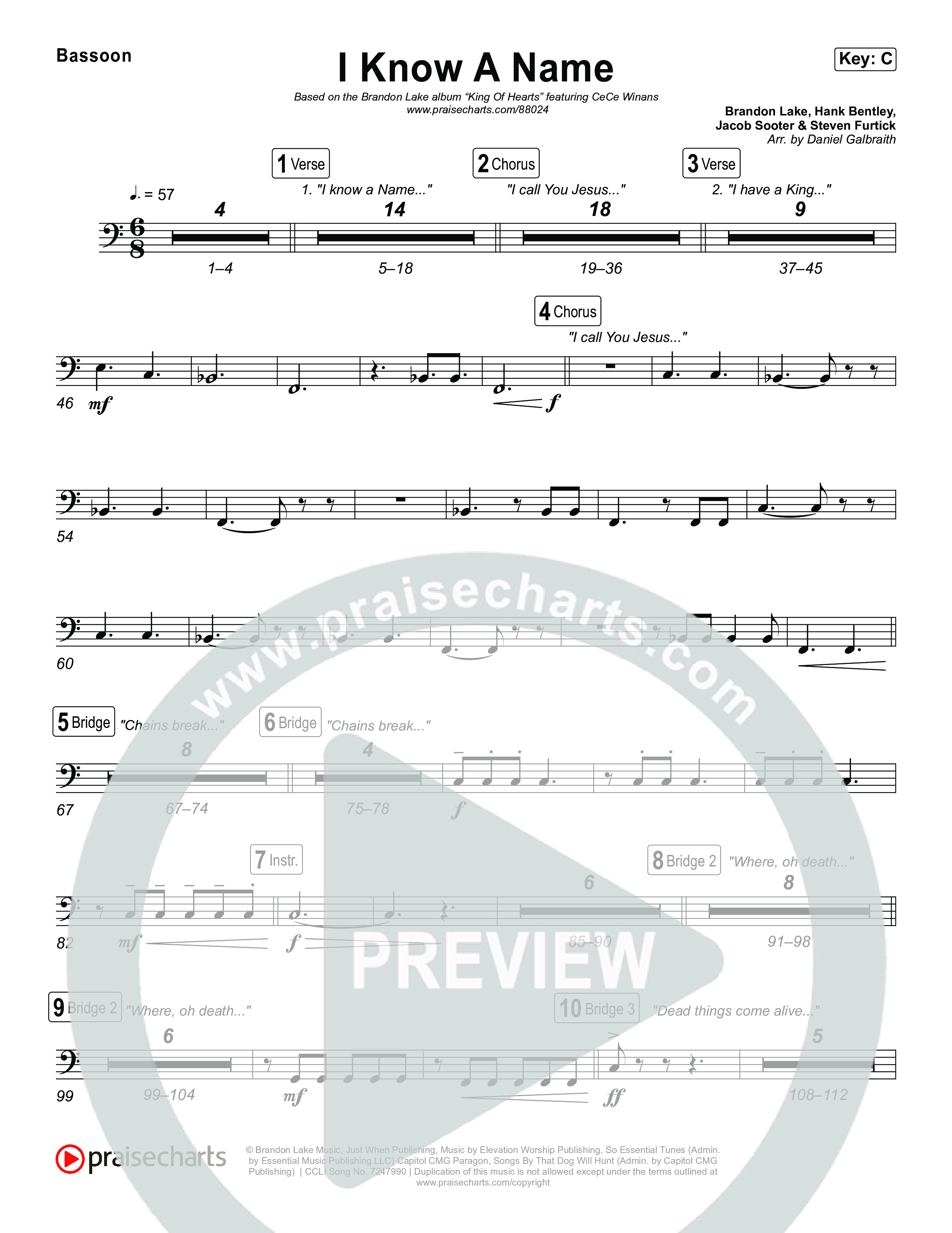 I Know A Name Bassoon (Brandon Lake / CeCe Winans)