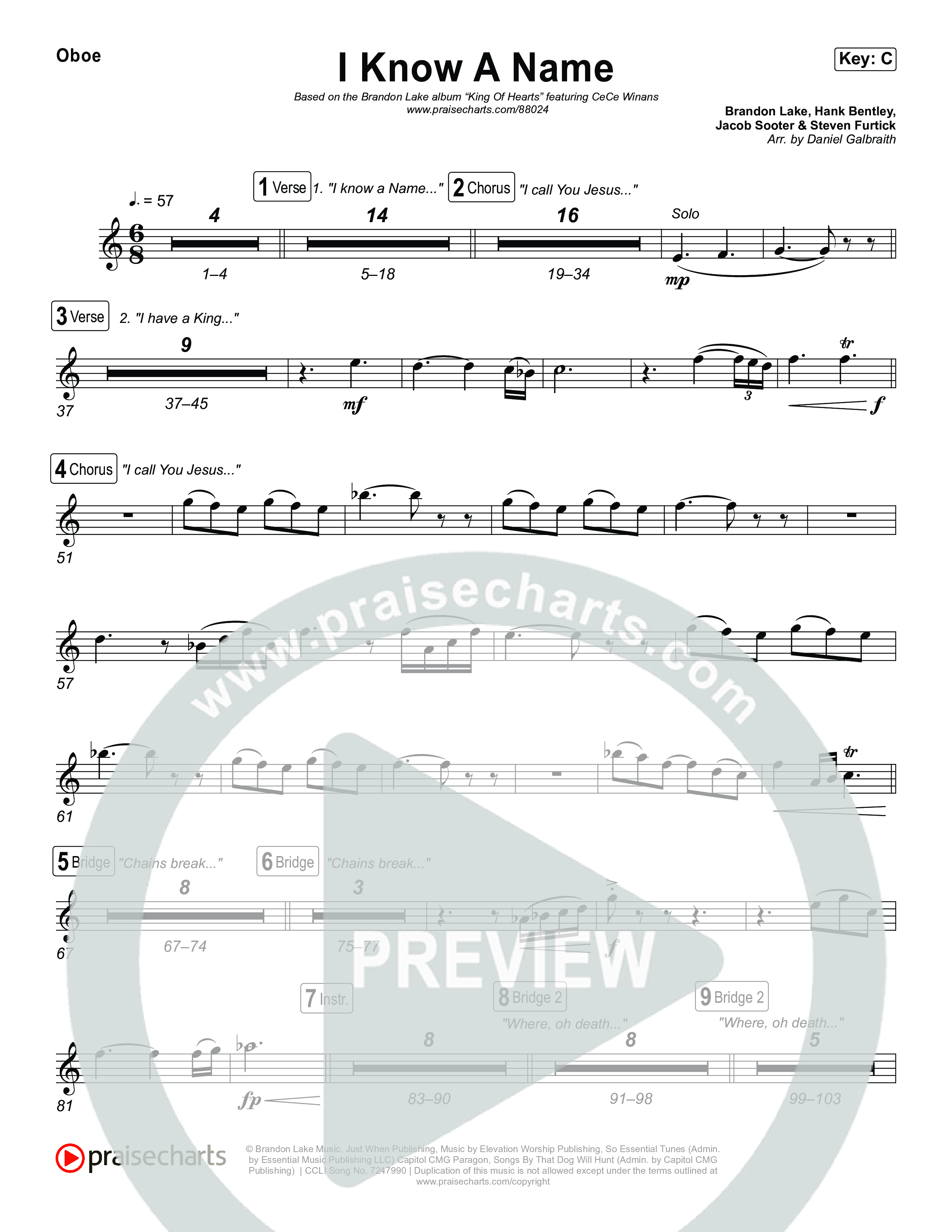 I Know A Name Oboe (Brandon Lake / CeCe Winans)