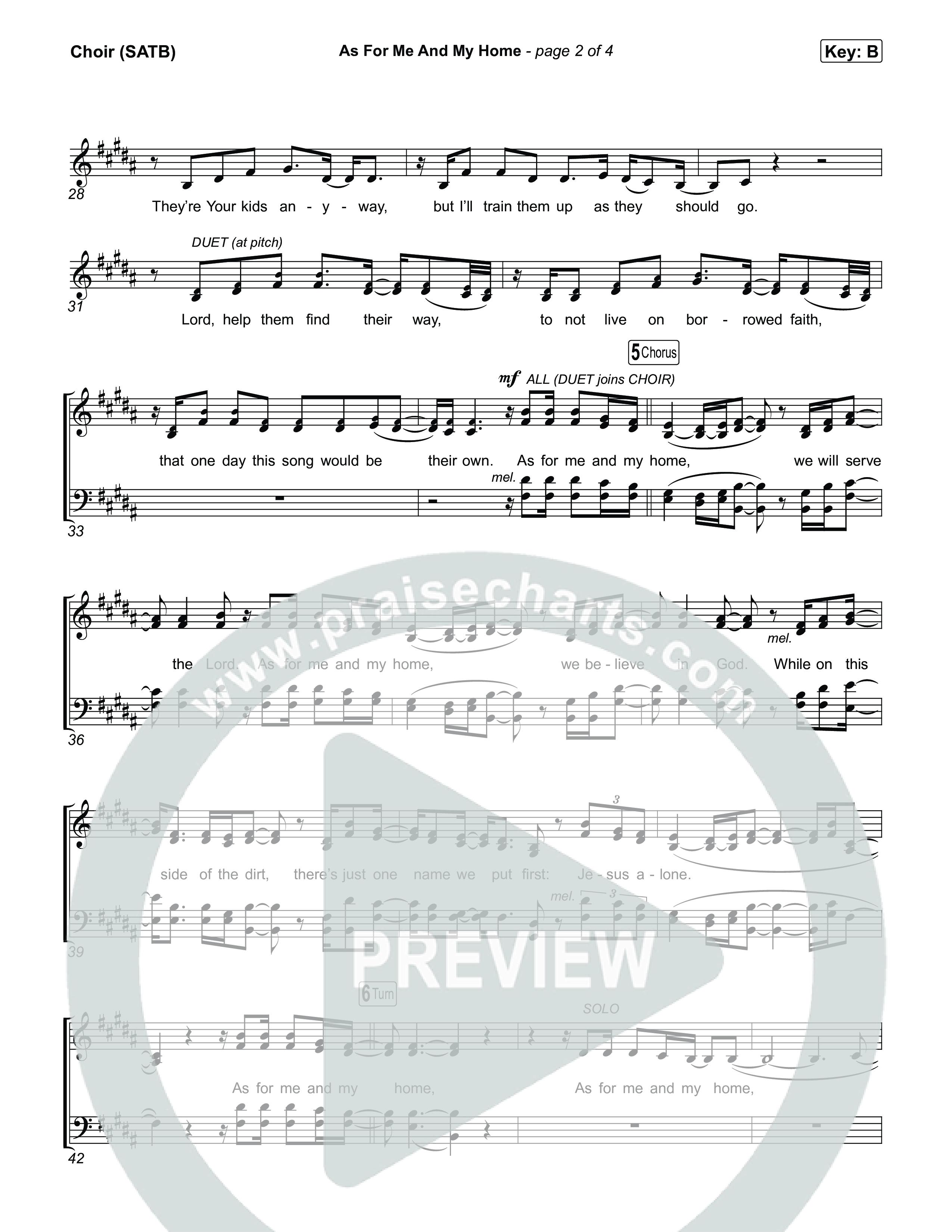 As For Me And My Home Choir Sheet (SATB) (Brandon Lake)