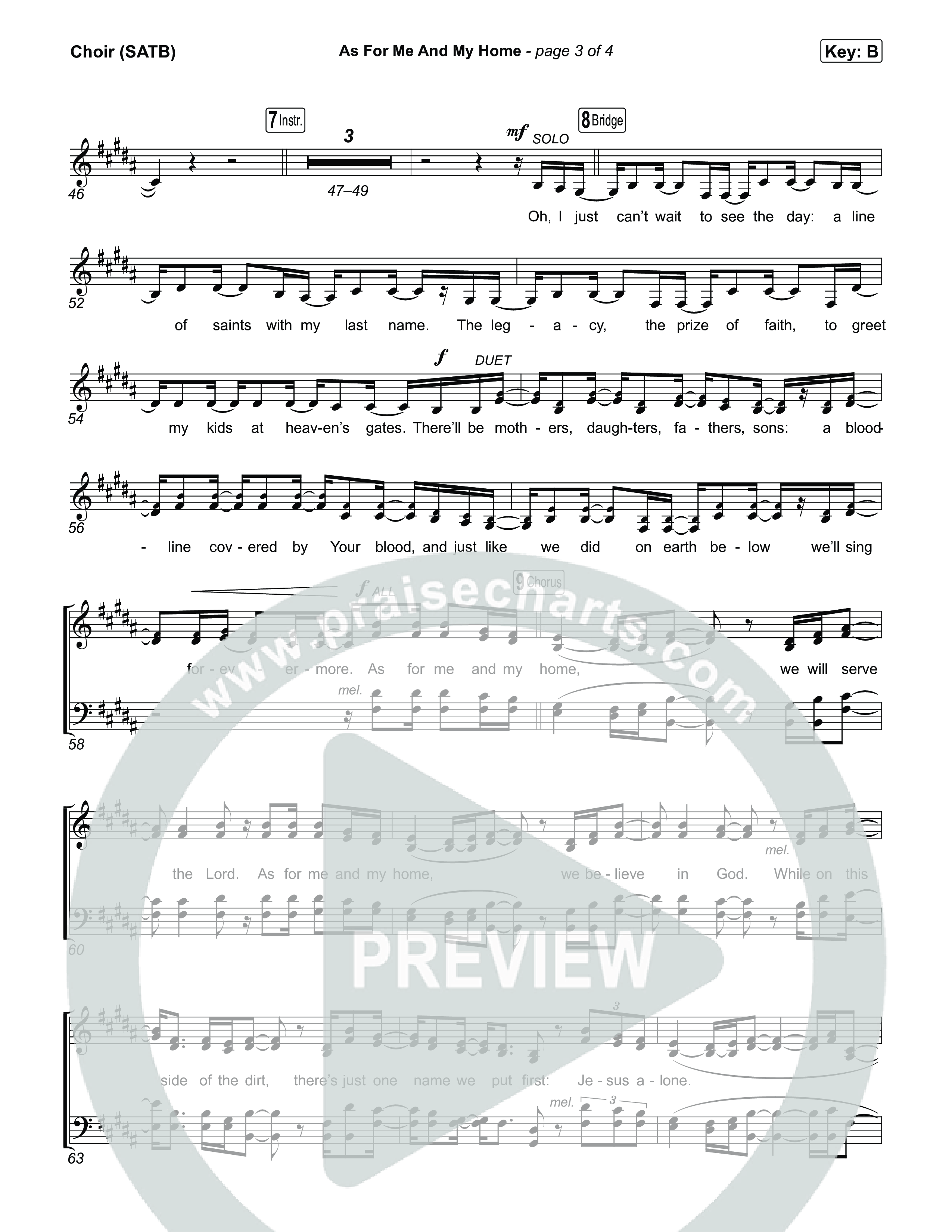 As For Me And My Home Choir Sheet (SATB) (Brandon Lake)