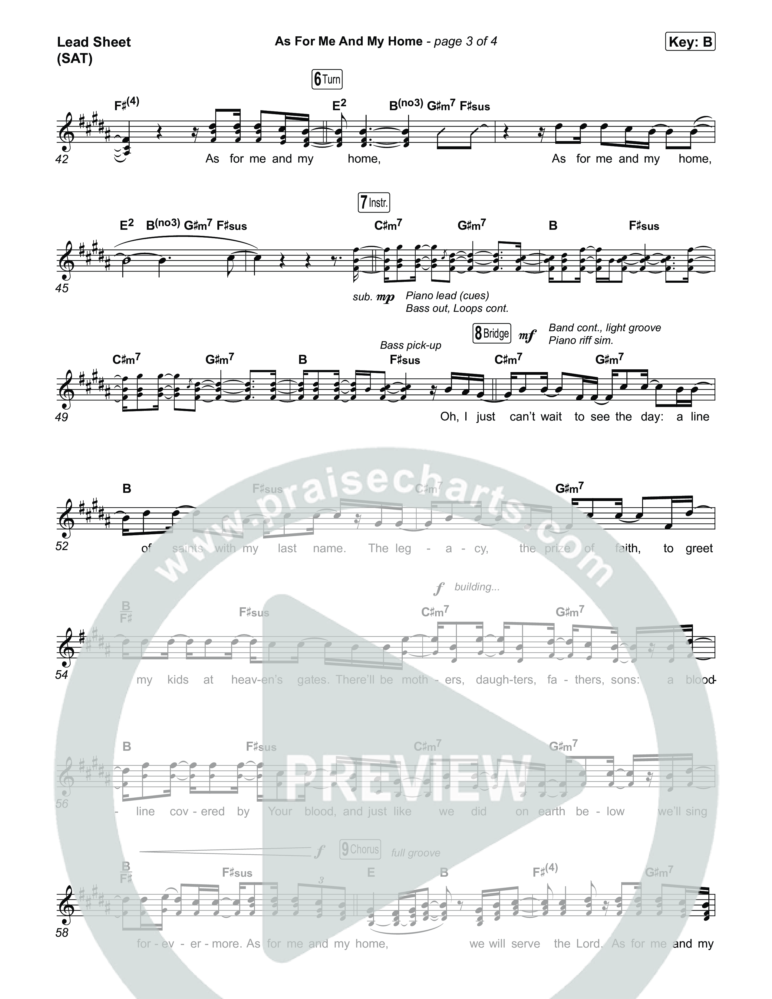 As For Me And My Home Lead Sheet (SAT) (Brandon Lake)