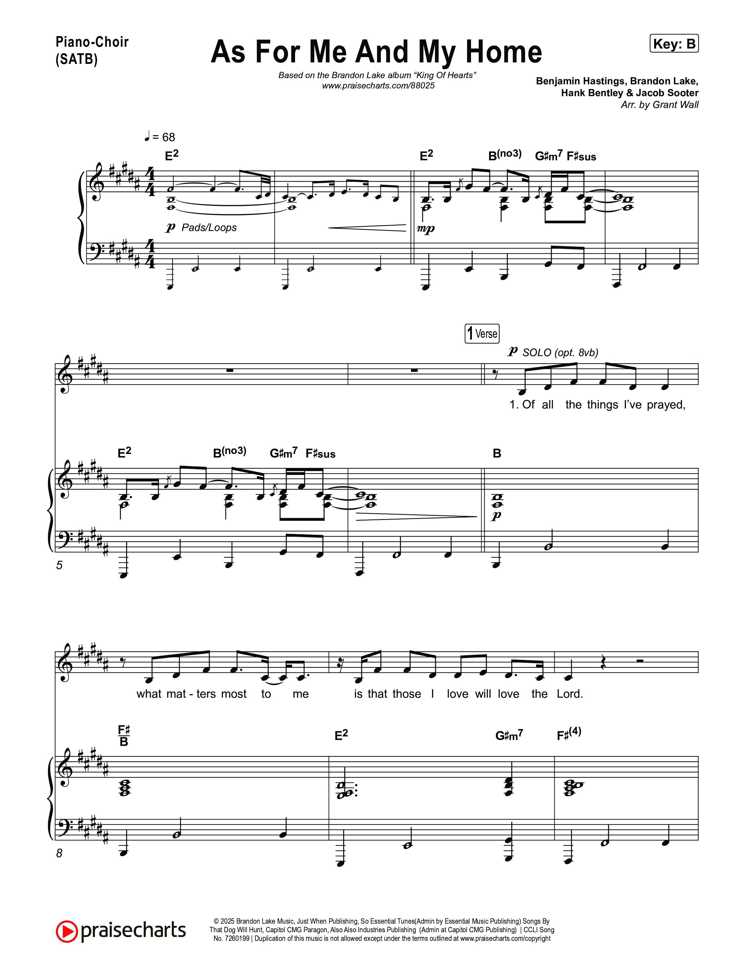 As For Me And My Home Piano/Vocal Pack (Brandon Lake)