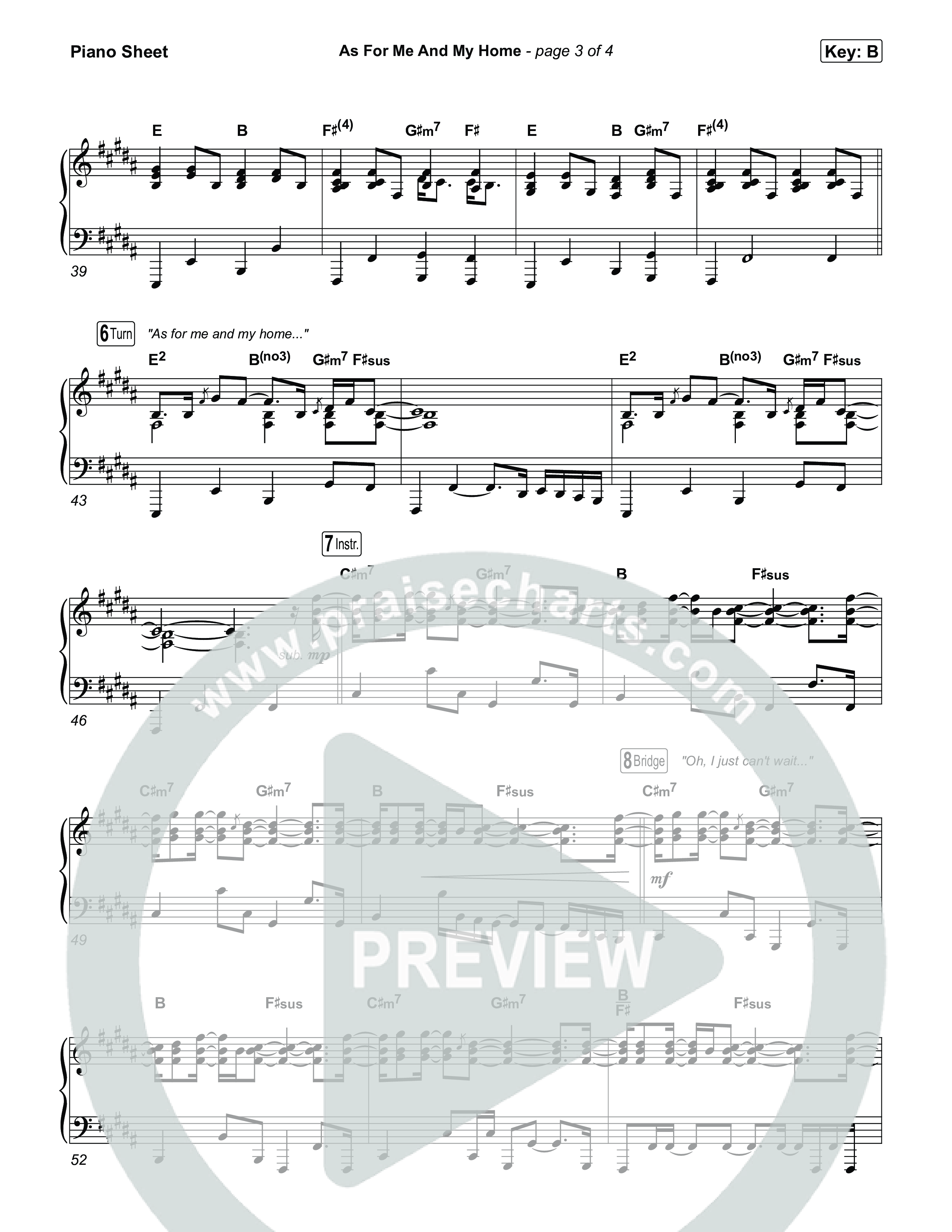 As For Me And My Home Piano Sheet (Brandon Lake)