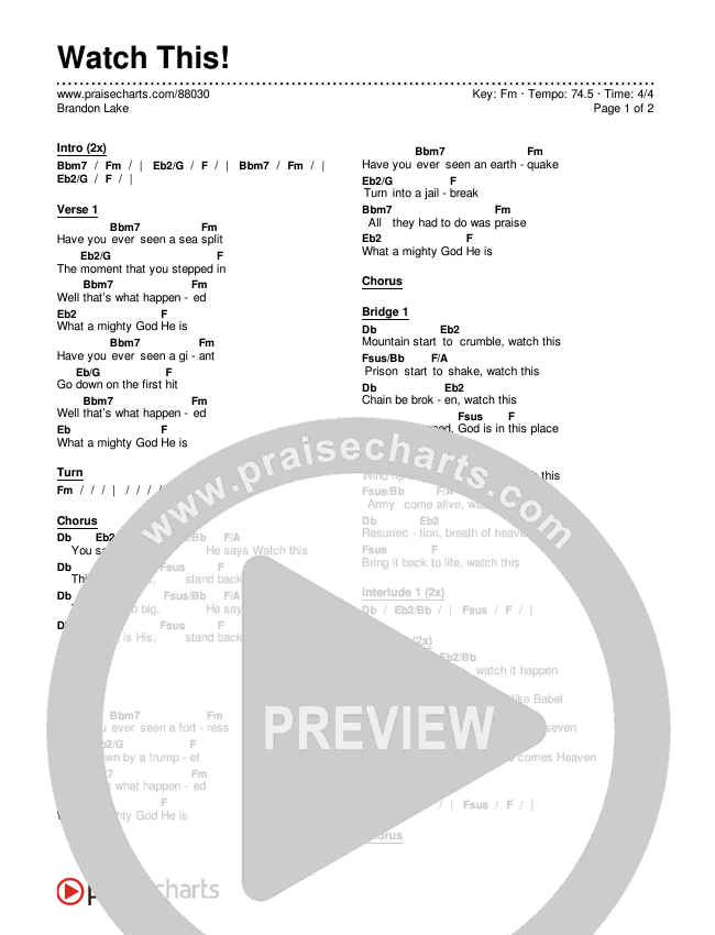 Watch This! Chords & Lyrics (Brandon Lake)