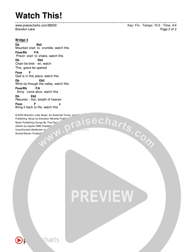 Watch This! Chords & Lyrics (Brandon Lake)