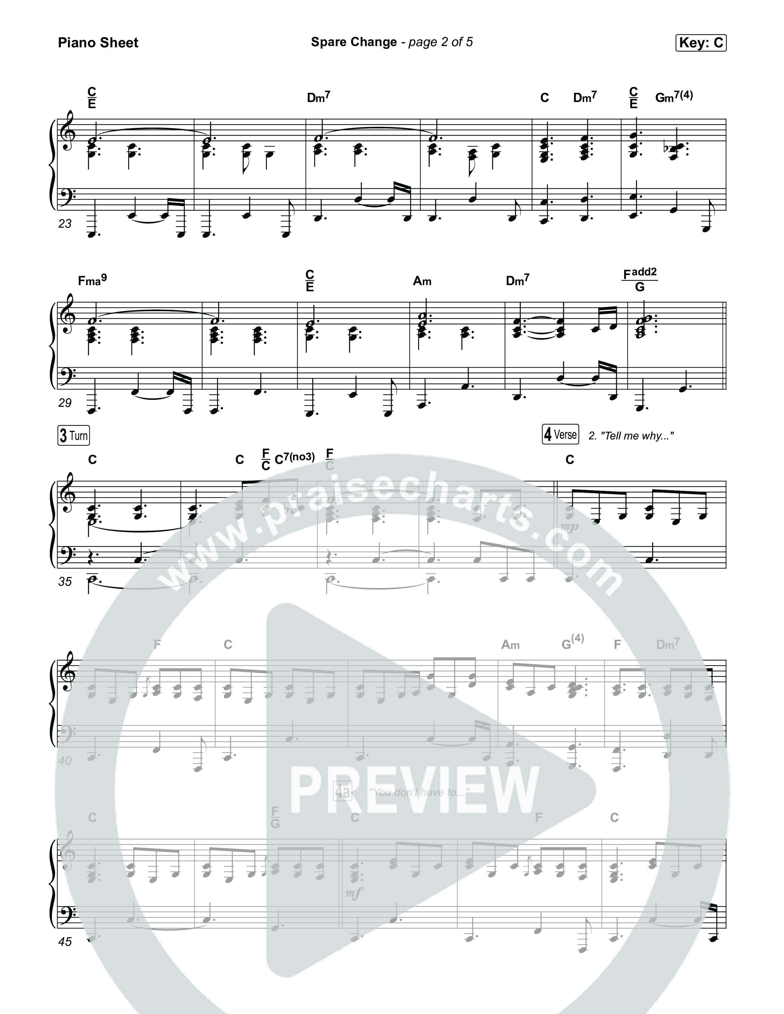 Spare Change Piano Sheet (Brandon Lake)