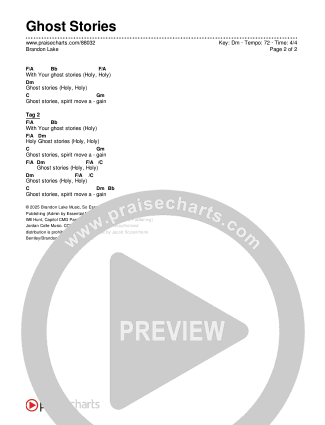 Ghost Stories Chords & Lyrics (Brandon Lake)