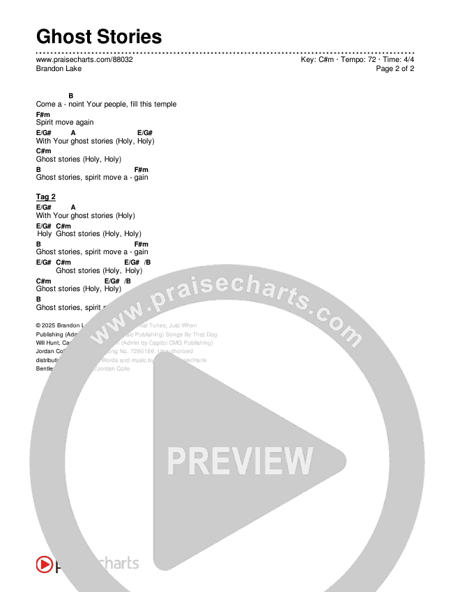 Ghost Stories Chords & Lyrics (Brandon Lake)