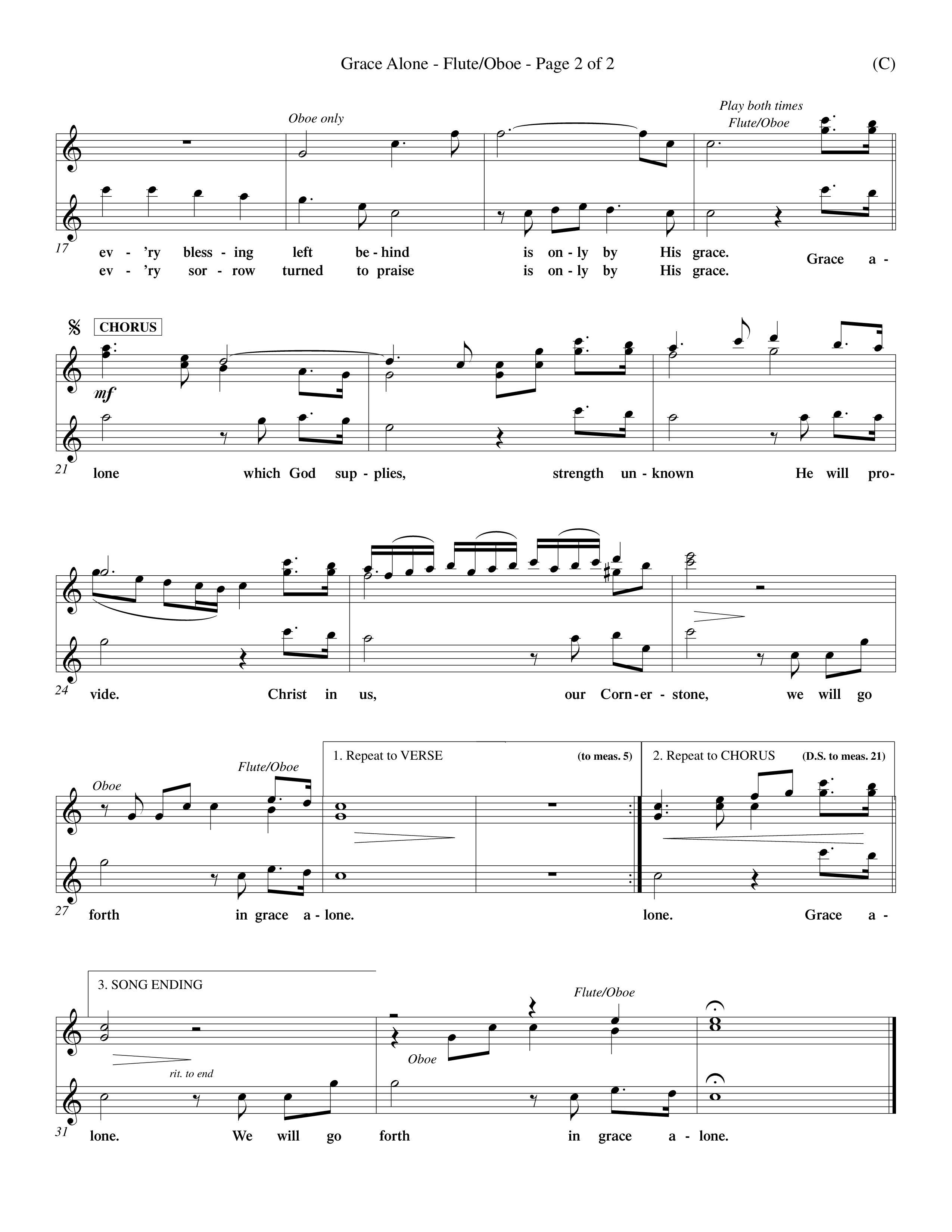 Grace Alone (Choral Anthem SATB) Flute/Oboe (Word Music Choral / Orch. Keith Wilbanks)