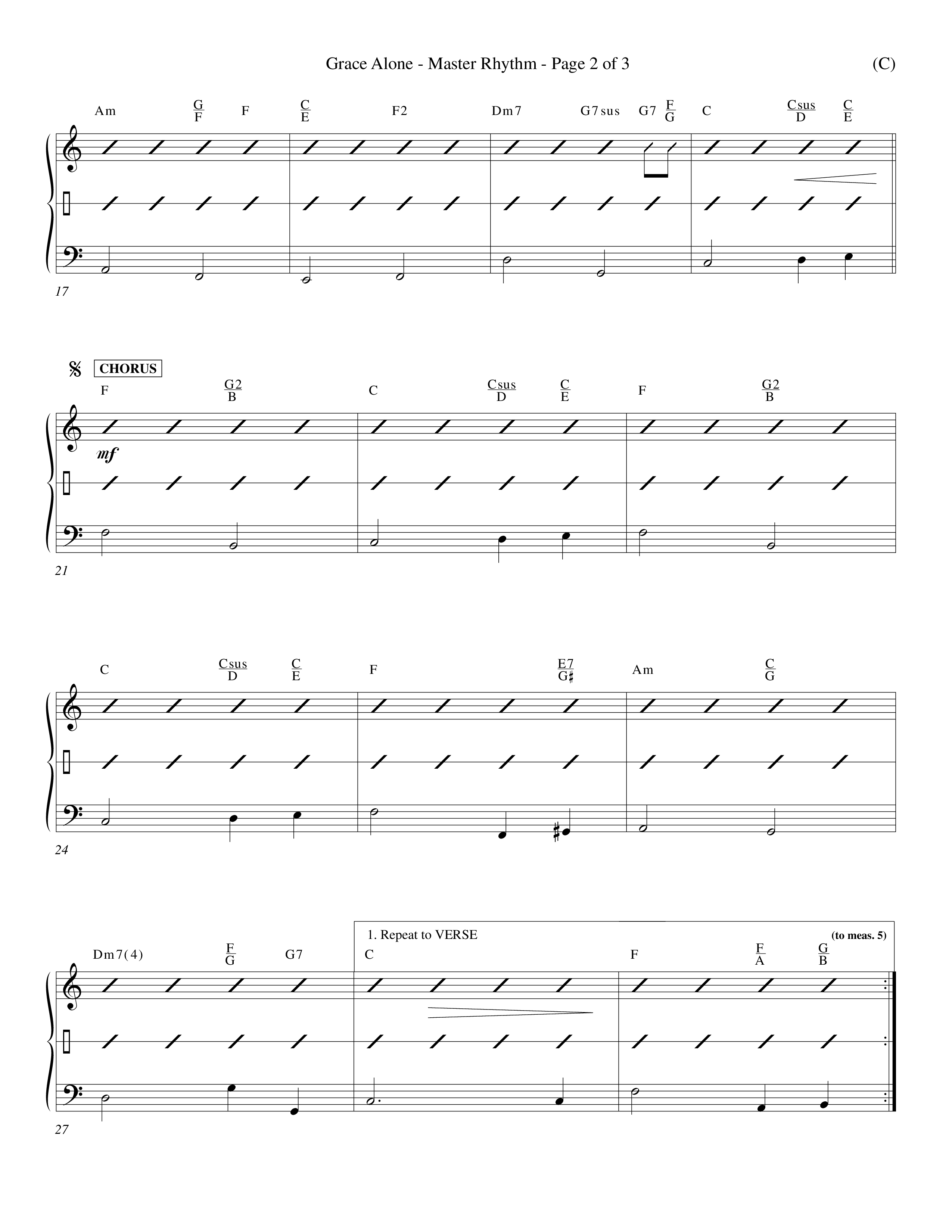 Grace Alone (Choral Anthem SATB) Rhythm Chart (Word Music Choral / Orch. Keith Wilbanks)
