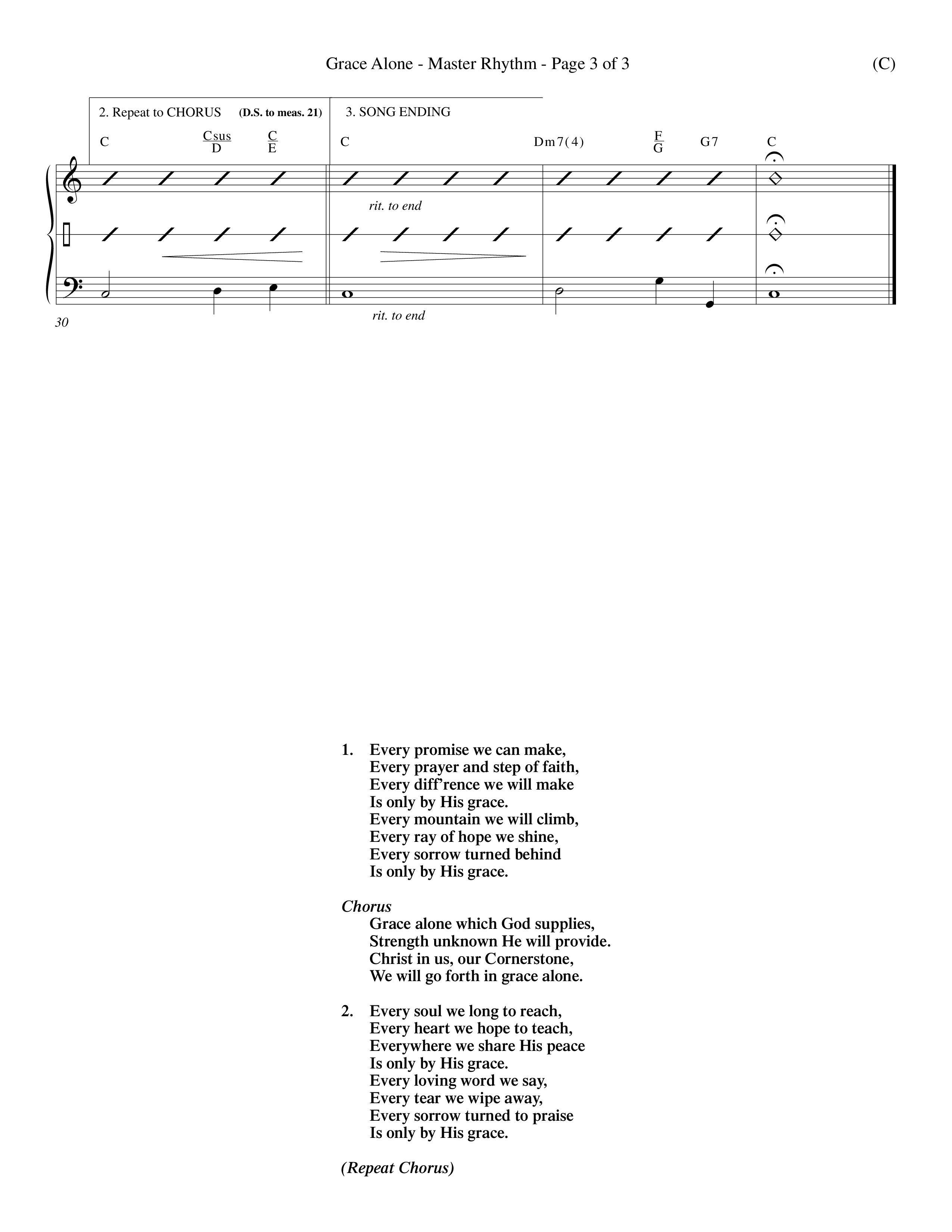 Grace Alone (Choral Anthem SATB) Rhythm Chart (Word Music Choral / Orch. Keith Wilbanks)