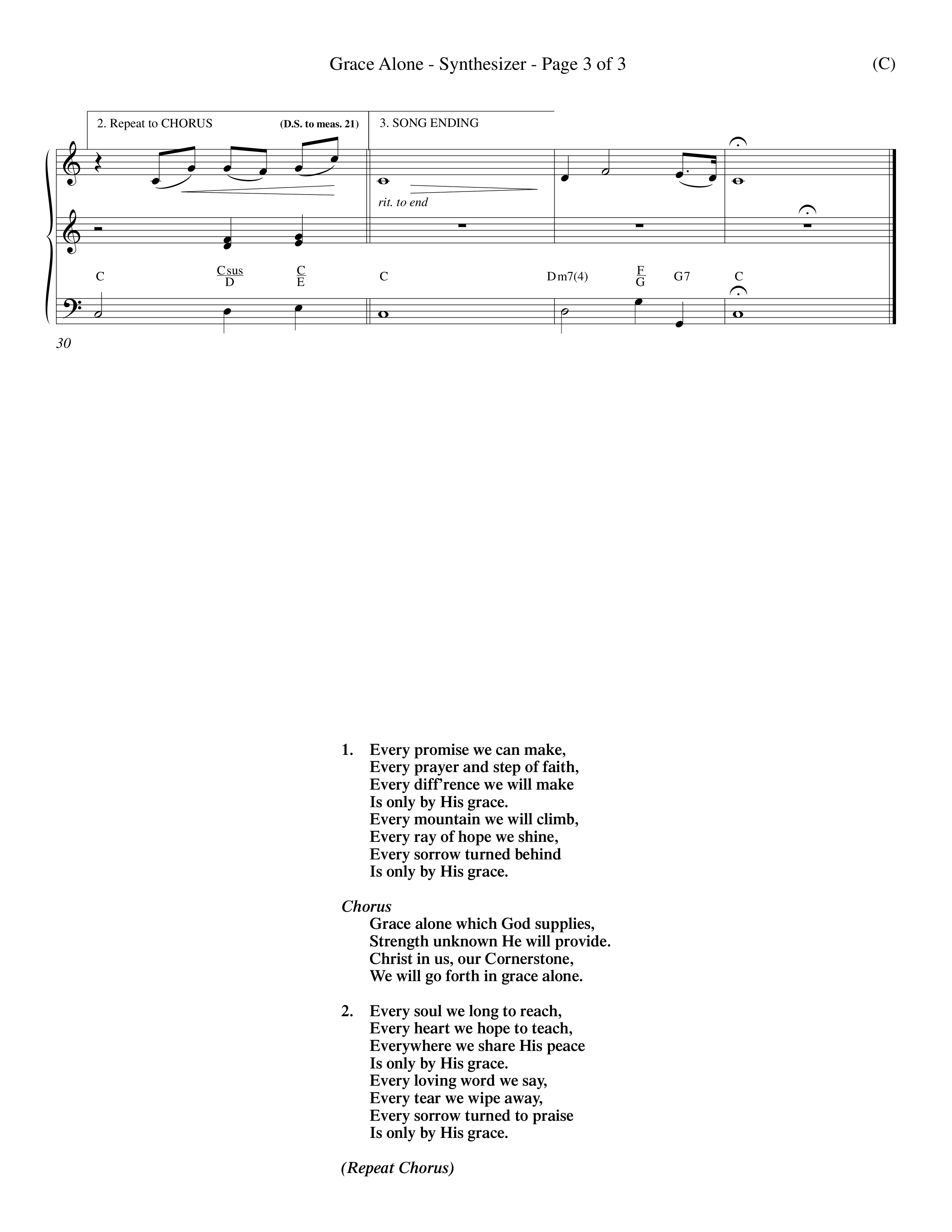 Grace Alone (Choral Anthem SATB) Synth (Word Music Choral / Orch. Keith Wilbanks)
