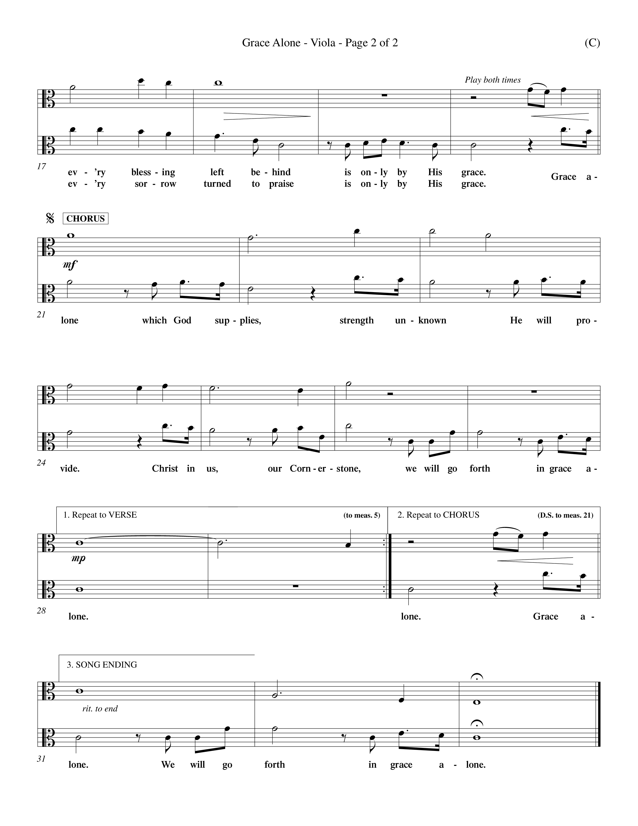 Grace Alone (Choral Anthem SATB) Viola (Word Music Choral / Orch. Keith Wilbanks)