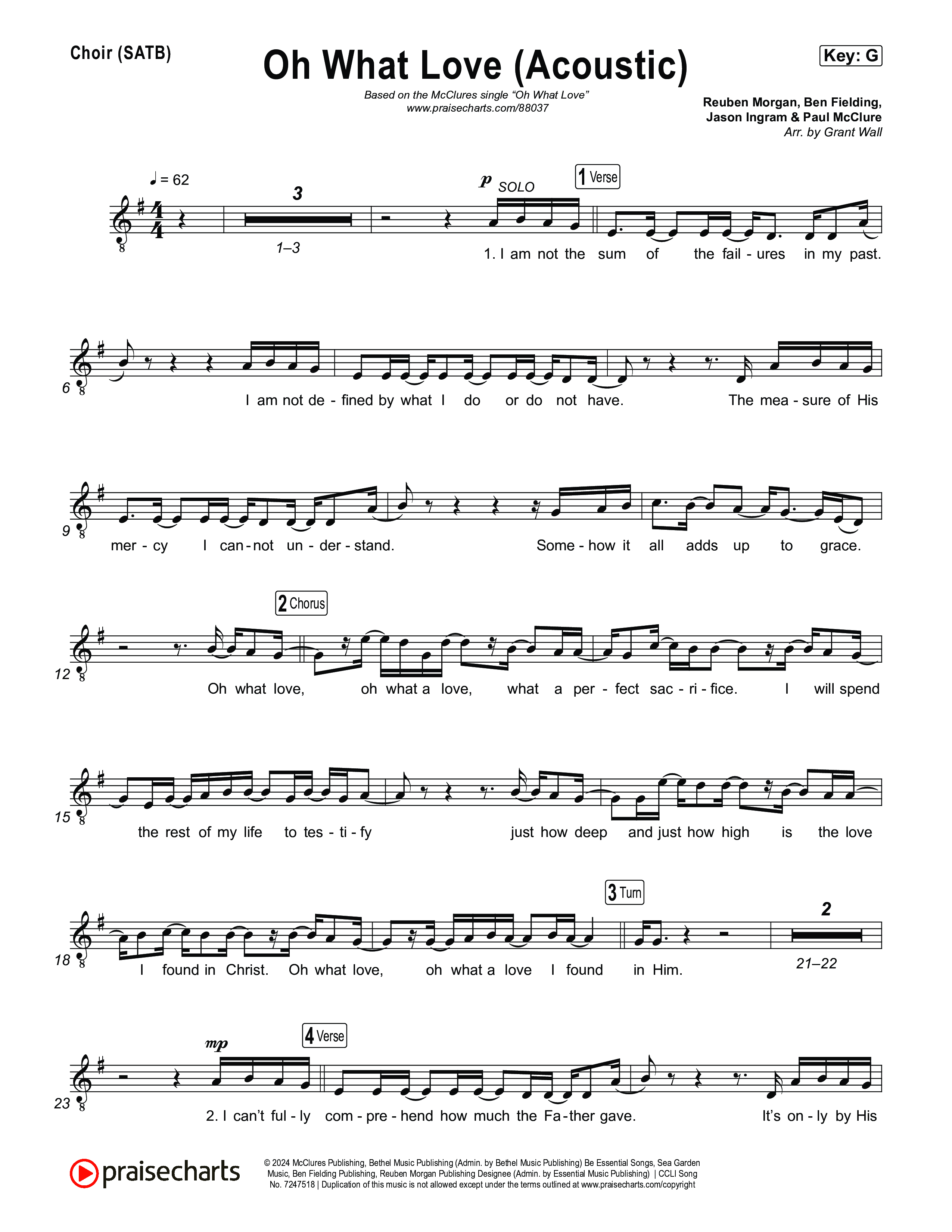 Oh What Love (Acoustic) Choir Sheet (SATB) (The McClures)