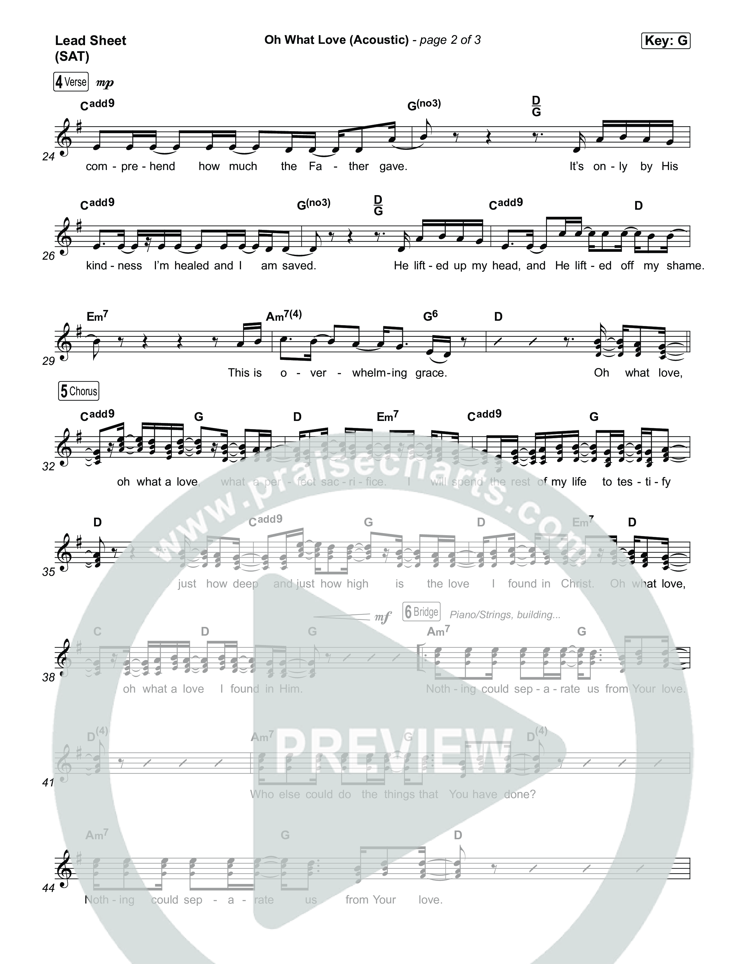 Oh What Love (Acoustic) Lead Sheet (SAT) (The McClures)