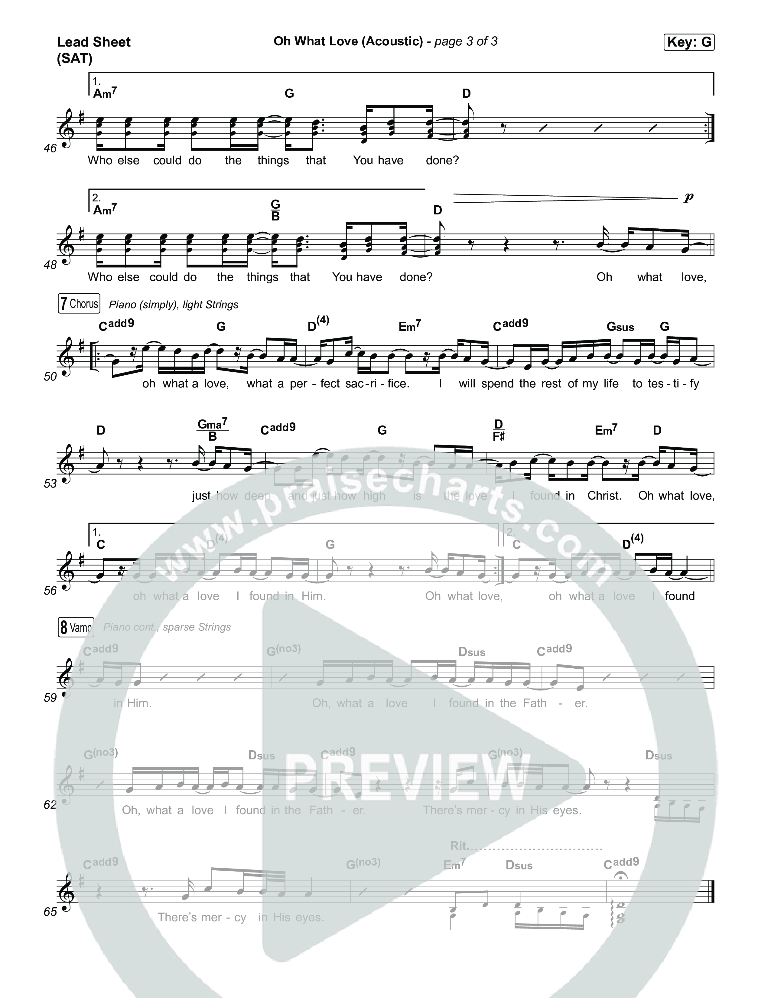 Oh What Love (Acoustic) Lead Sheet (SAT) (The McClures)