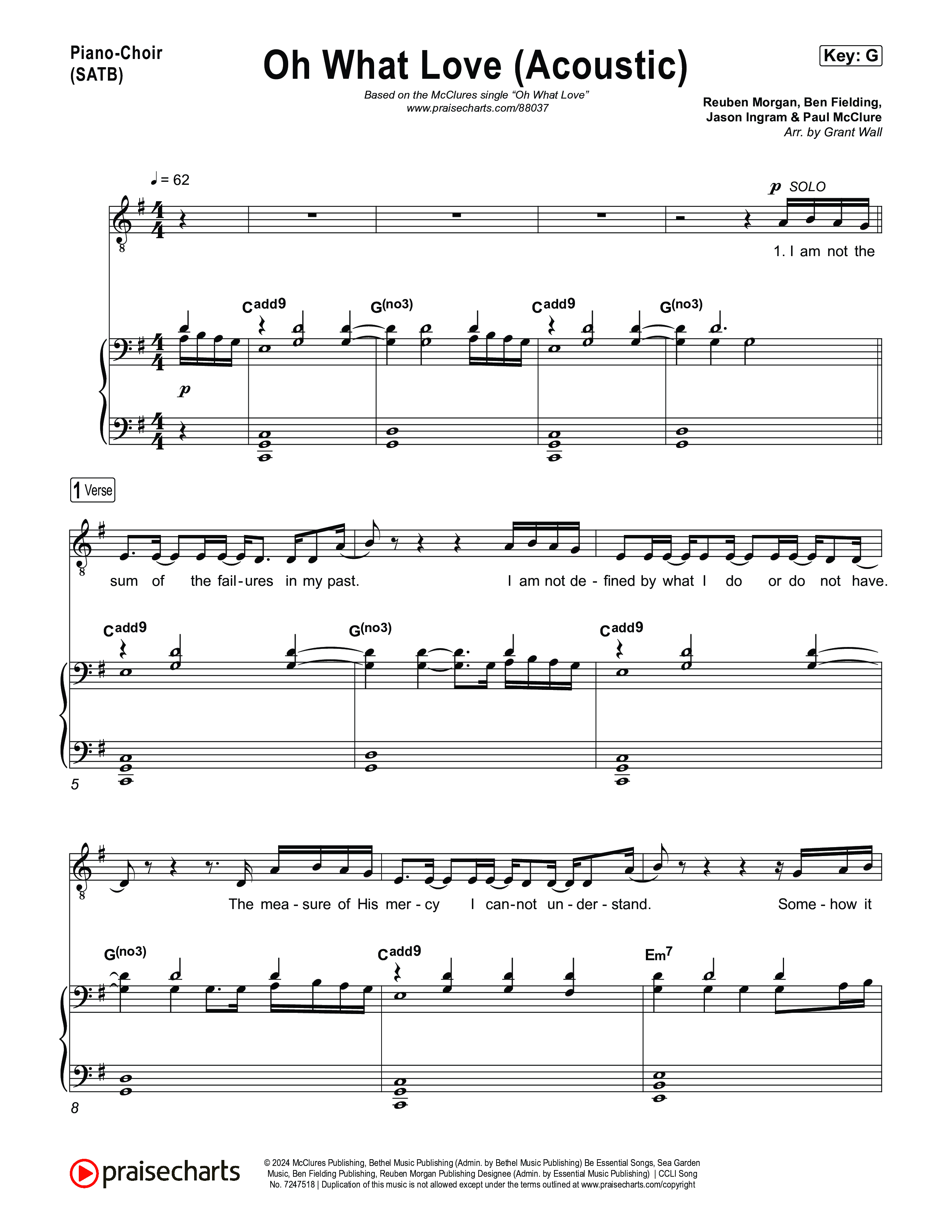 Oh What Love (Acoustic) Piano/Vocal (SATB) (The McClures)