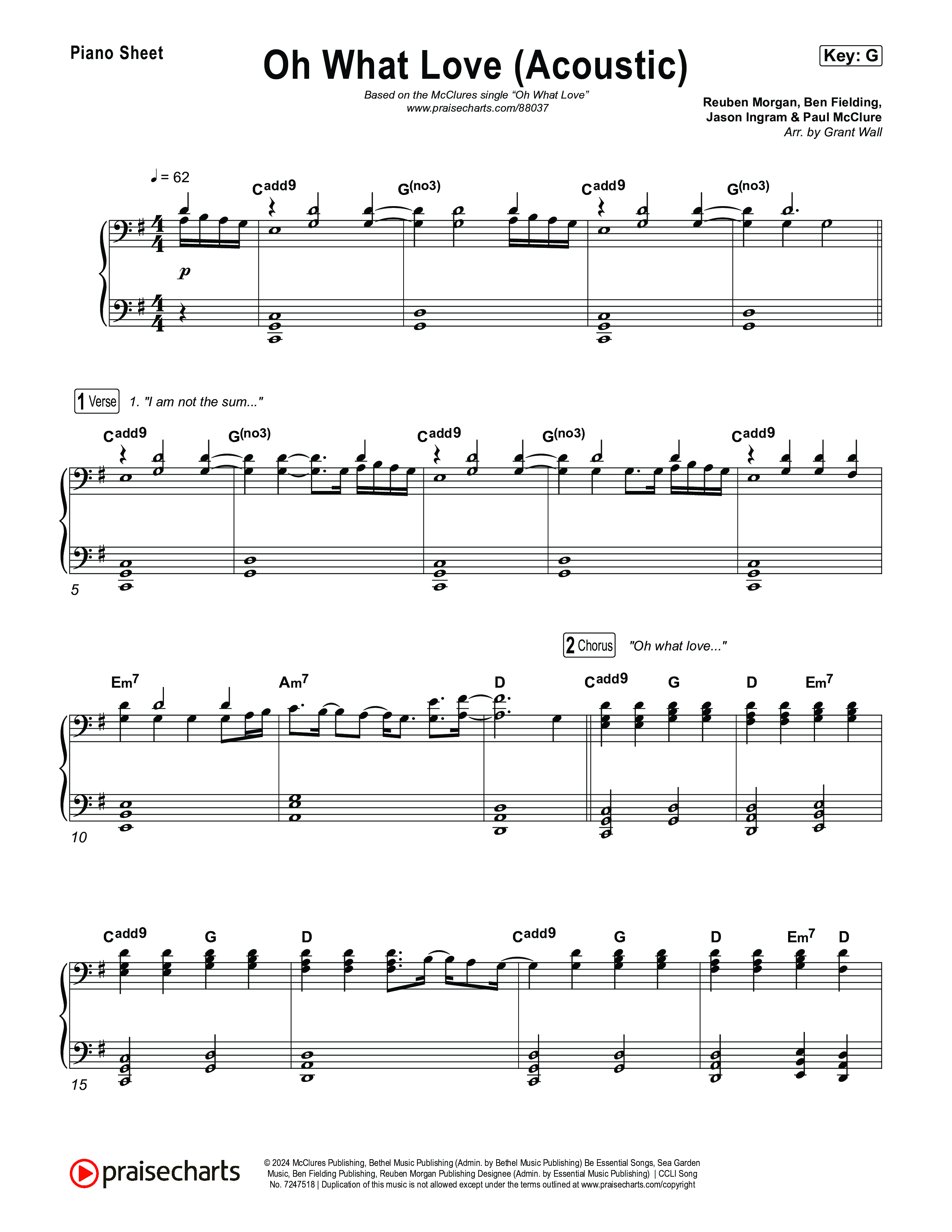 Oh What Love (Acoustic) Piano Sheet (The McClures)